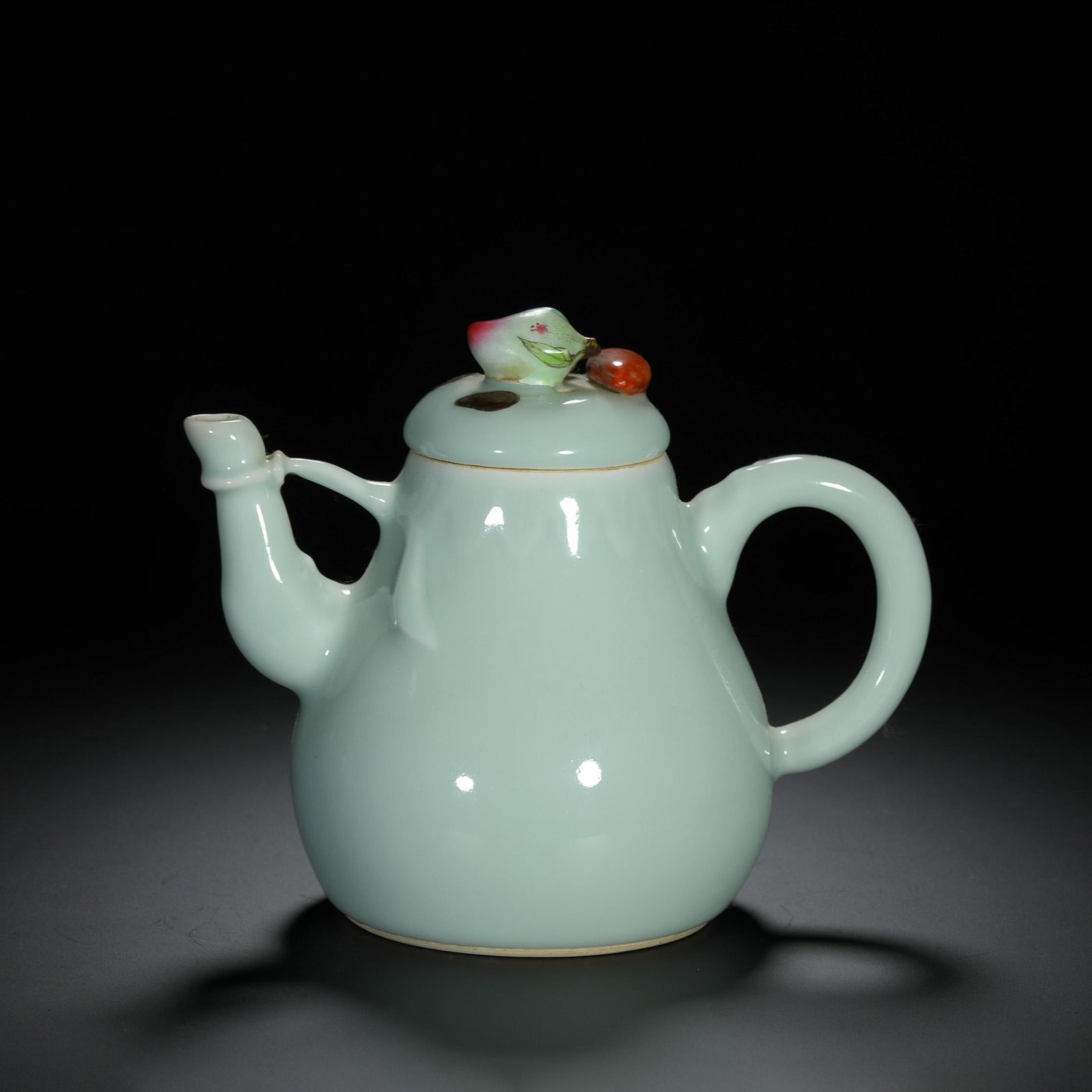 Bean-Green Glazed Carved Peach Teapot (1 of 9)