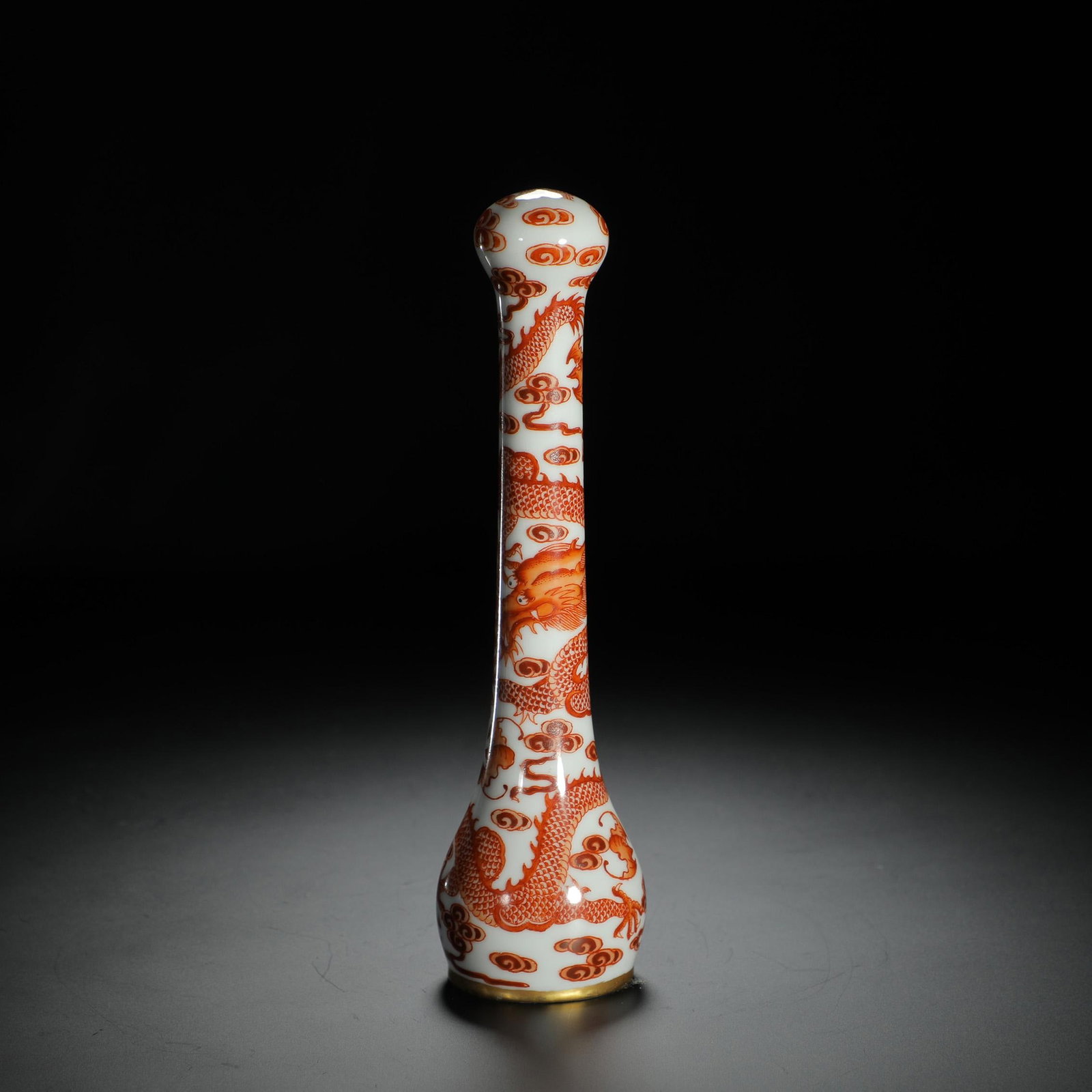 Iron-Red Dragon Brush Handle: Iron-Red Dragon Brush Handle. Diam.1.69" Height:6.30"