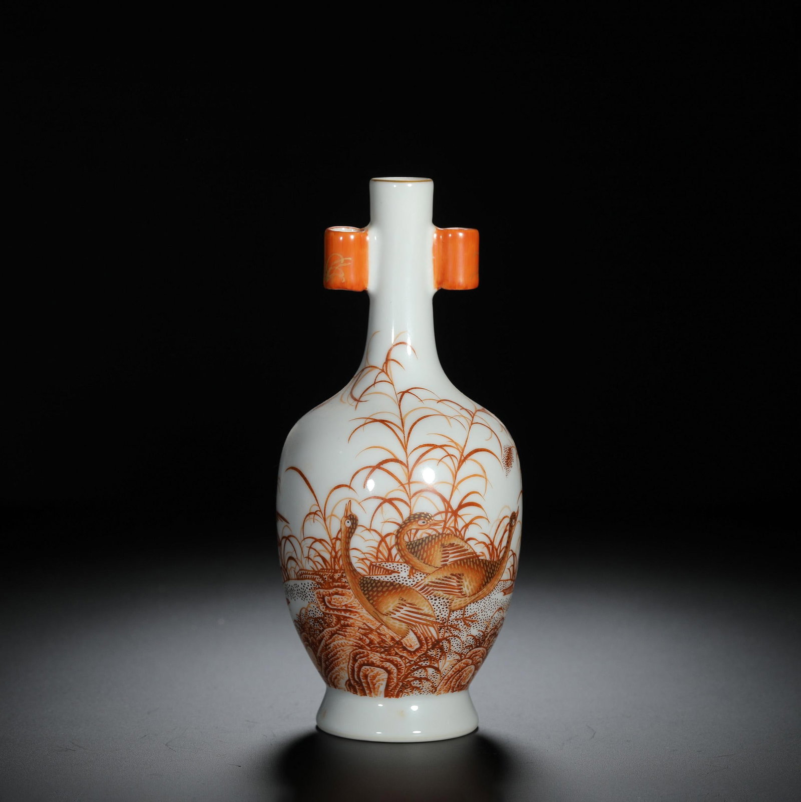 Iron-Red Wild Geese Among Reeds Double-Handled Vase (1 of 10)