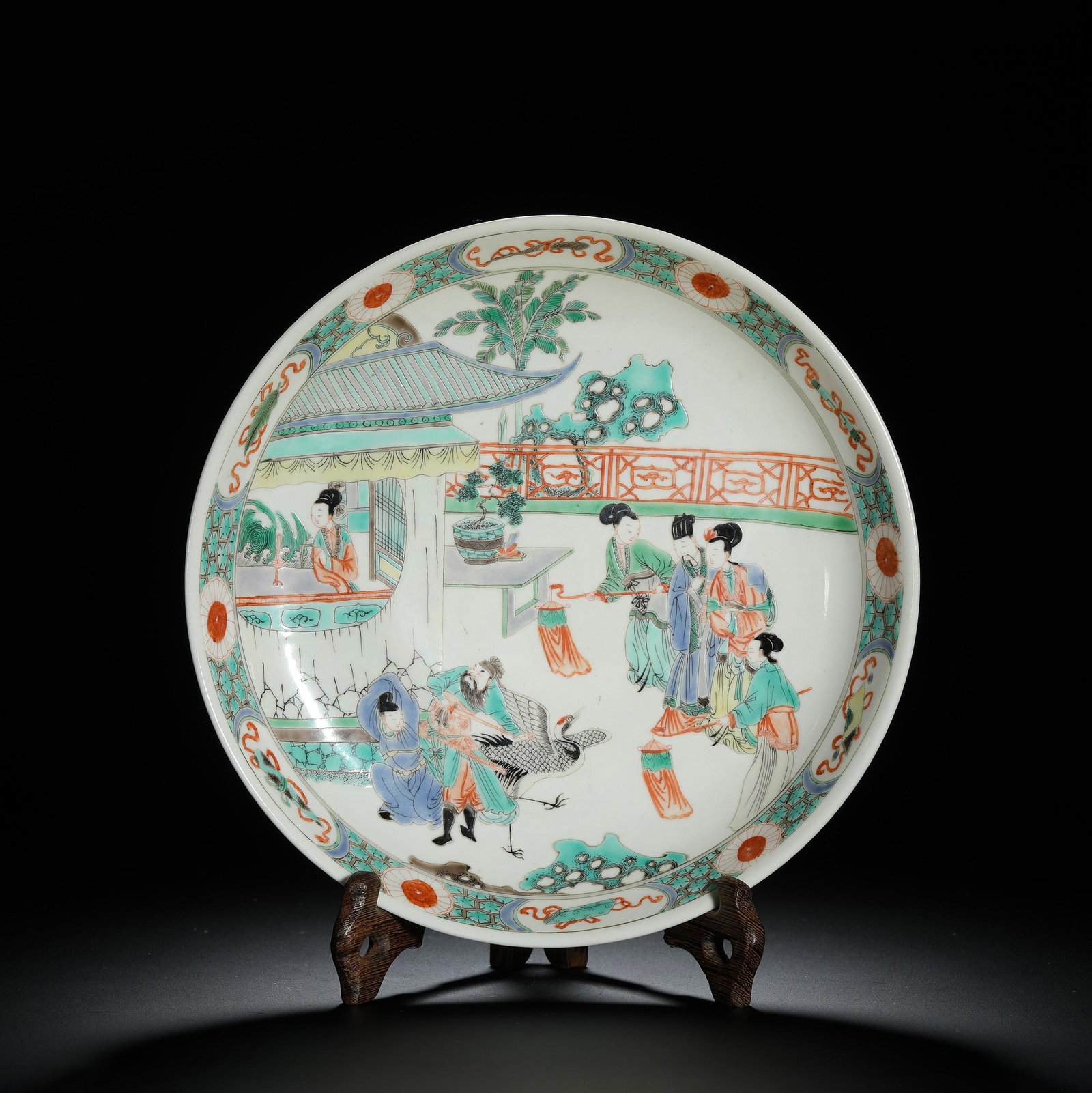 Wucai Figural Plate: Wucai Figural Plate. Diam.8.43" Height:1.50"