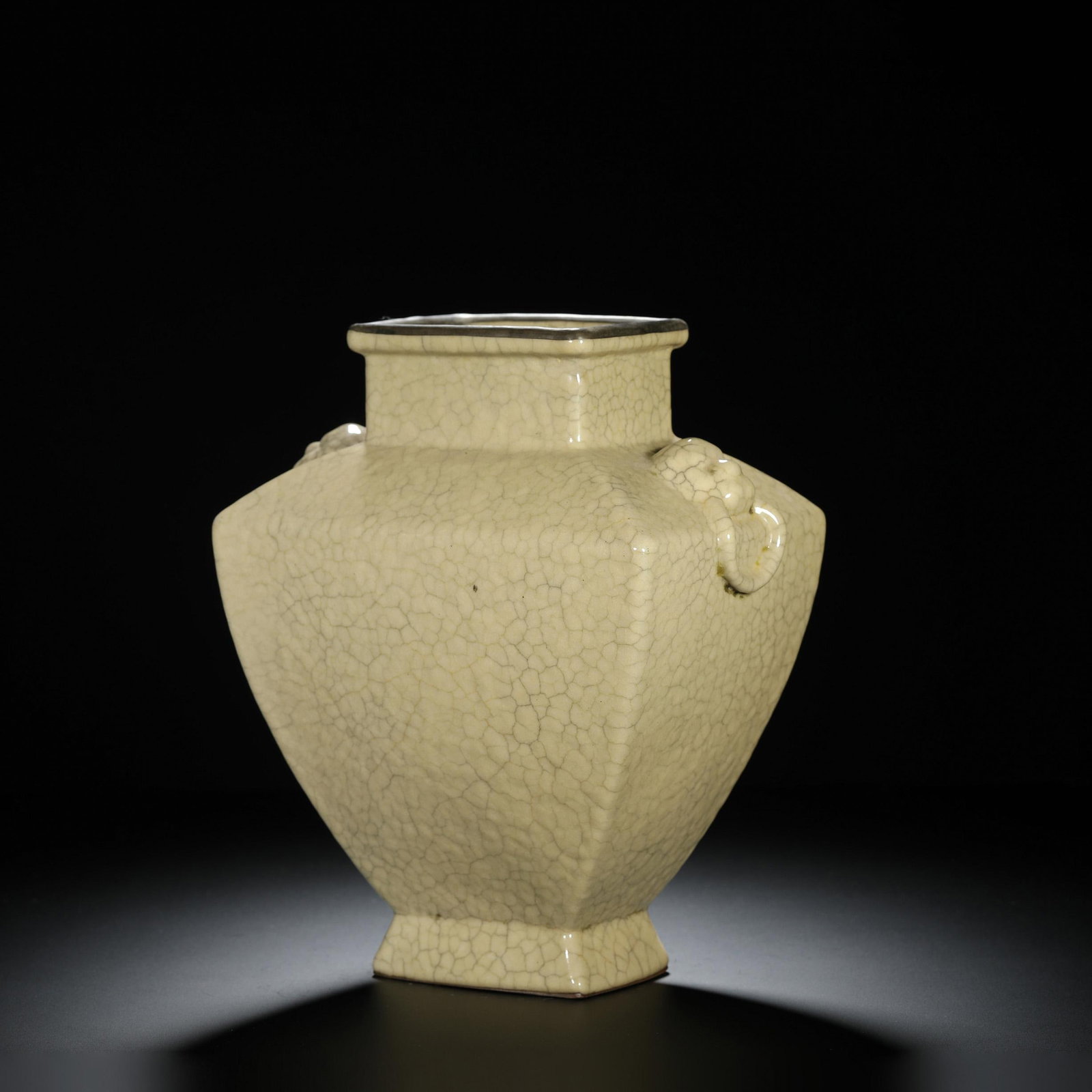 Ge Ware Beast-Handled Vase: Ge Ware Beast-Handled Vase. Length:7.48" Width:5.12" Height:8.86"