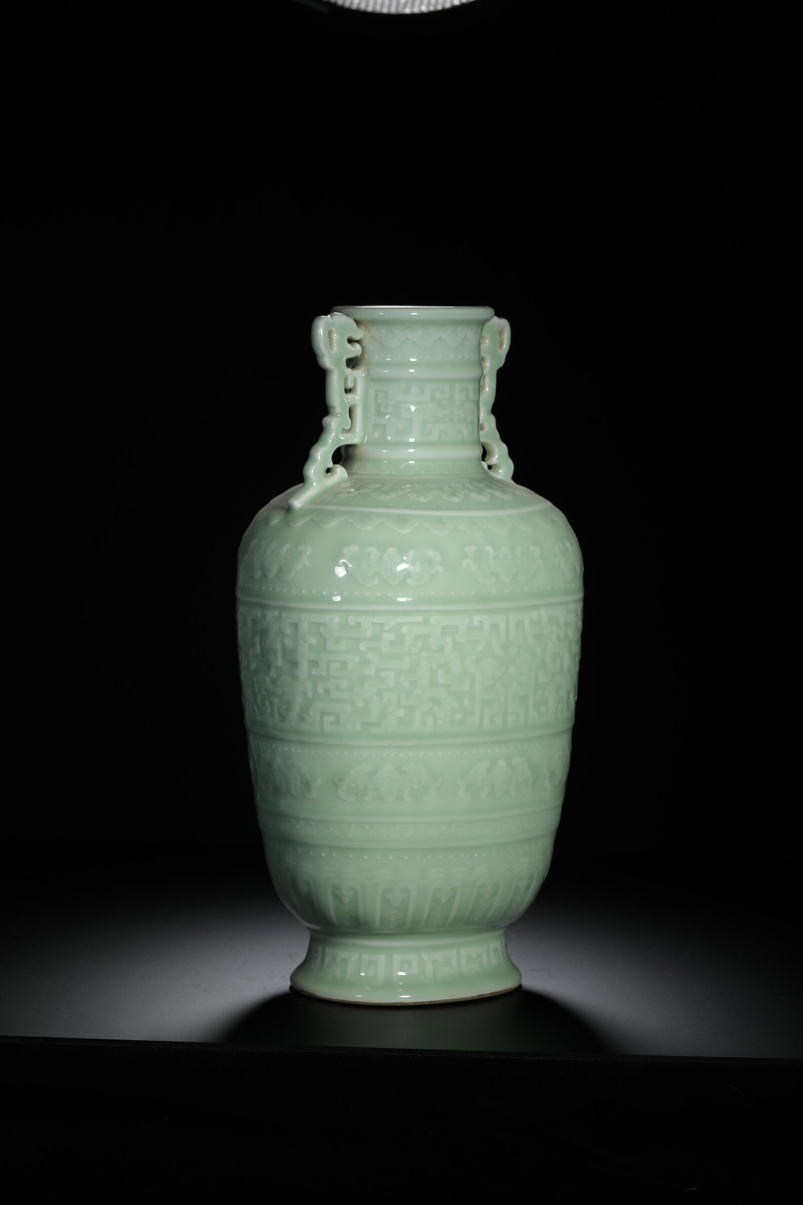 Celadon Glazed Double-Handled Vase - 4