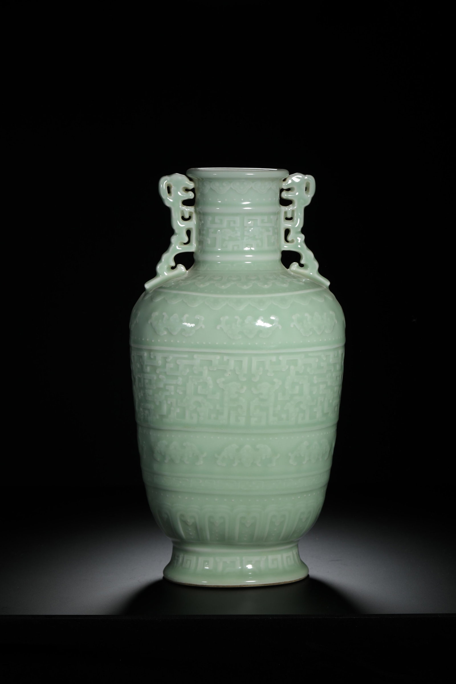 Celadon Glazed Double-Handled Vase - 8