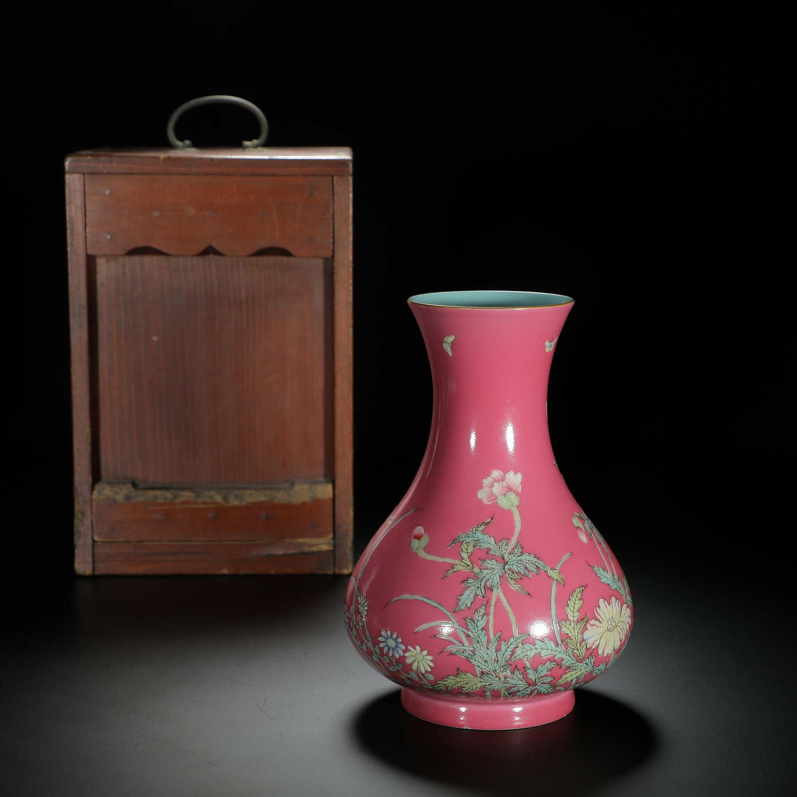 Rouge-Glazed Floral Vase: Rouge-Glazed Floral Vase. Diam.4.33" Height:5.91"