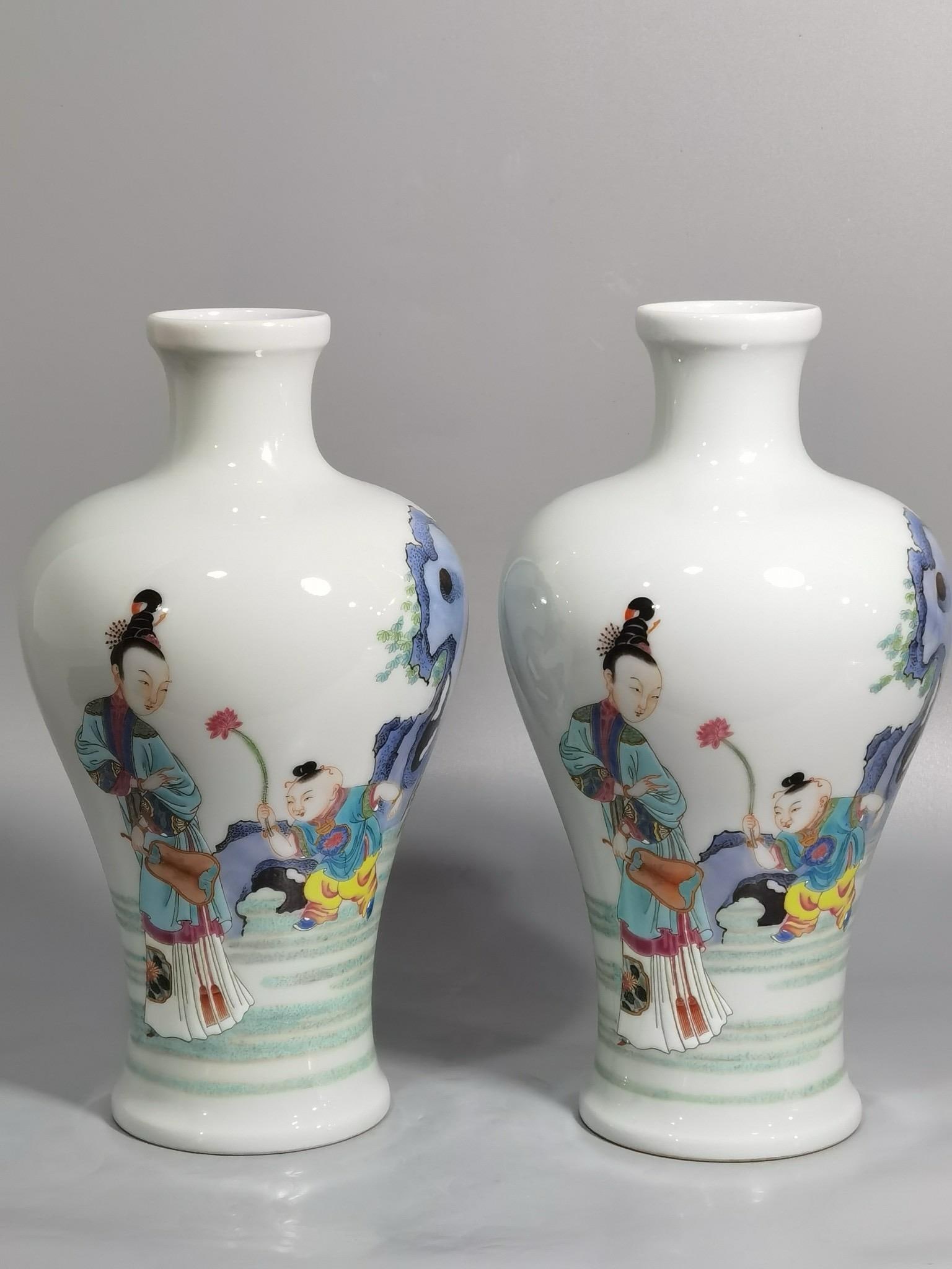 A Enamel Meiping Vase: A Enamel Meiping Vase. Height: 8.66" Width: 4.65"