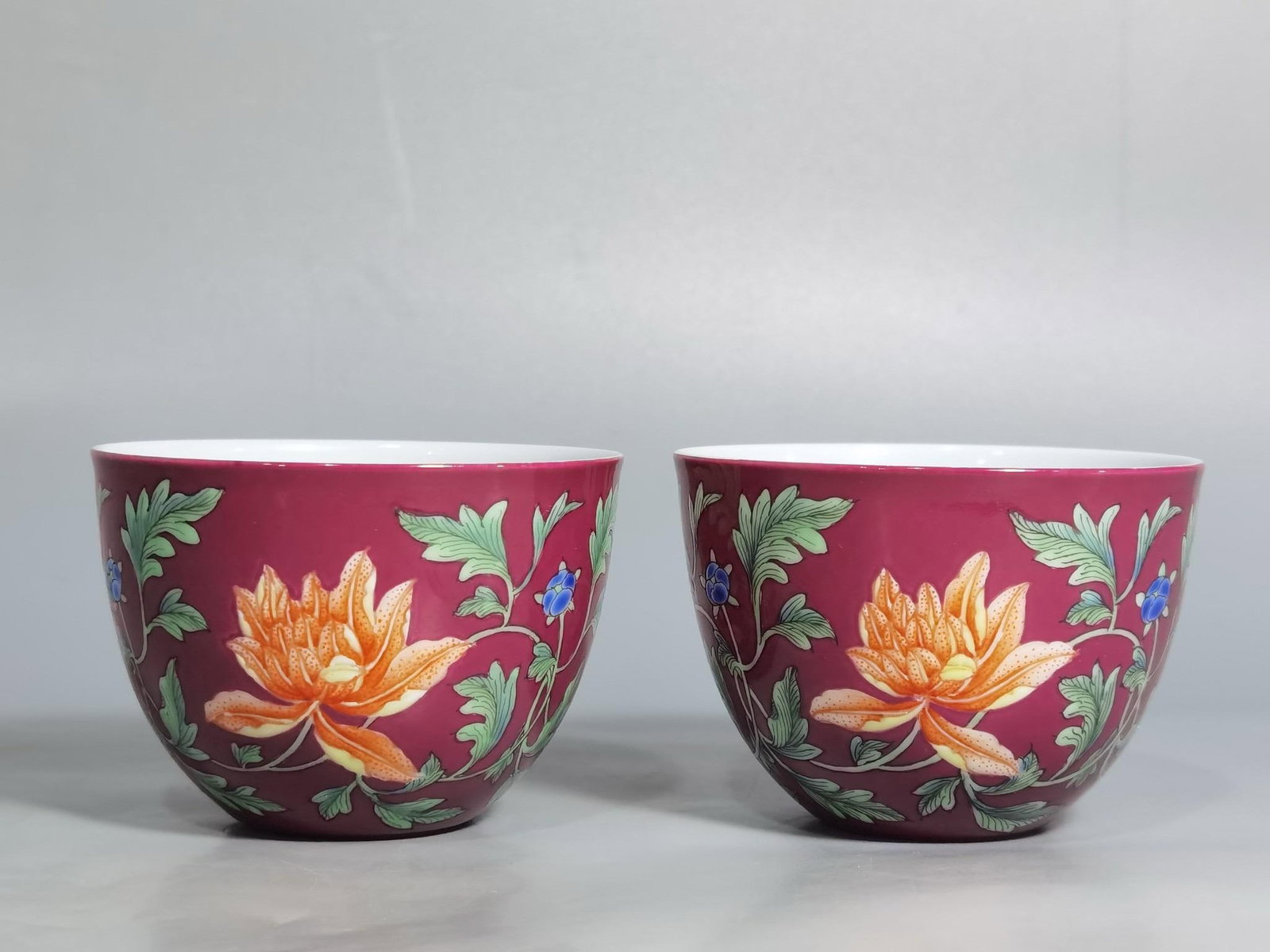 A Falangcai Enamel Cup: A Falangcai Enamel Cup. Height: 1.97" Width: 2.83"
