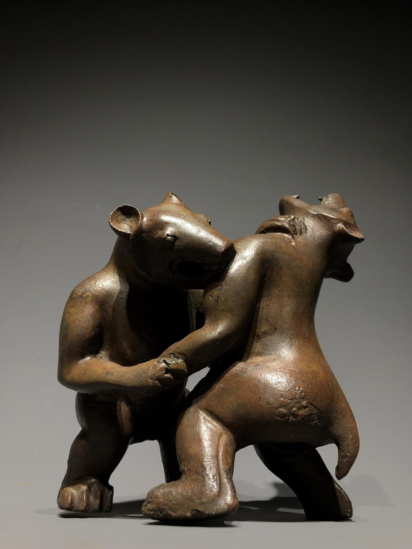 A Bronze Double?Bear Figure - 4