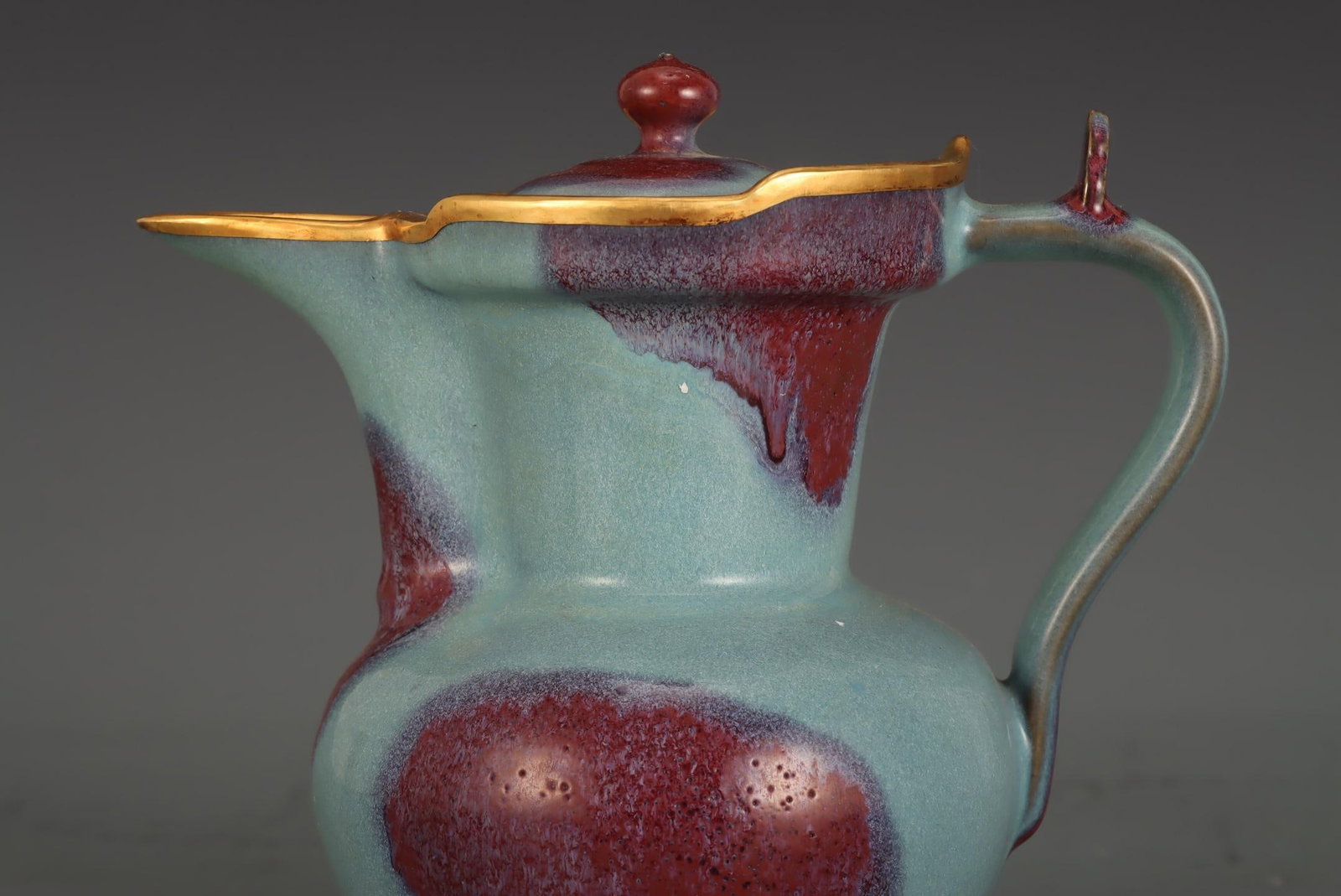 A Jun Ware Purple Splashed Monk?s Cap Ewer - 2