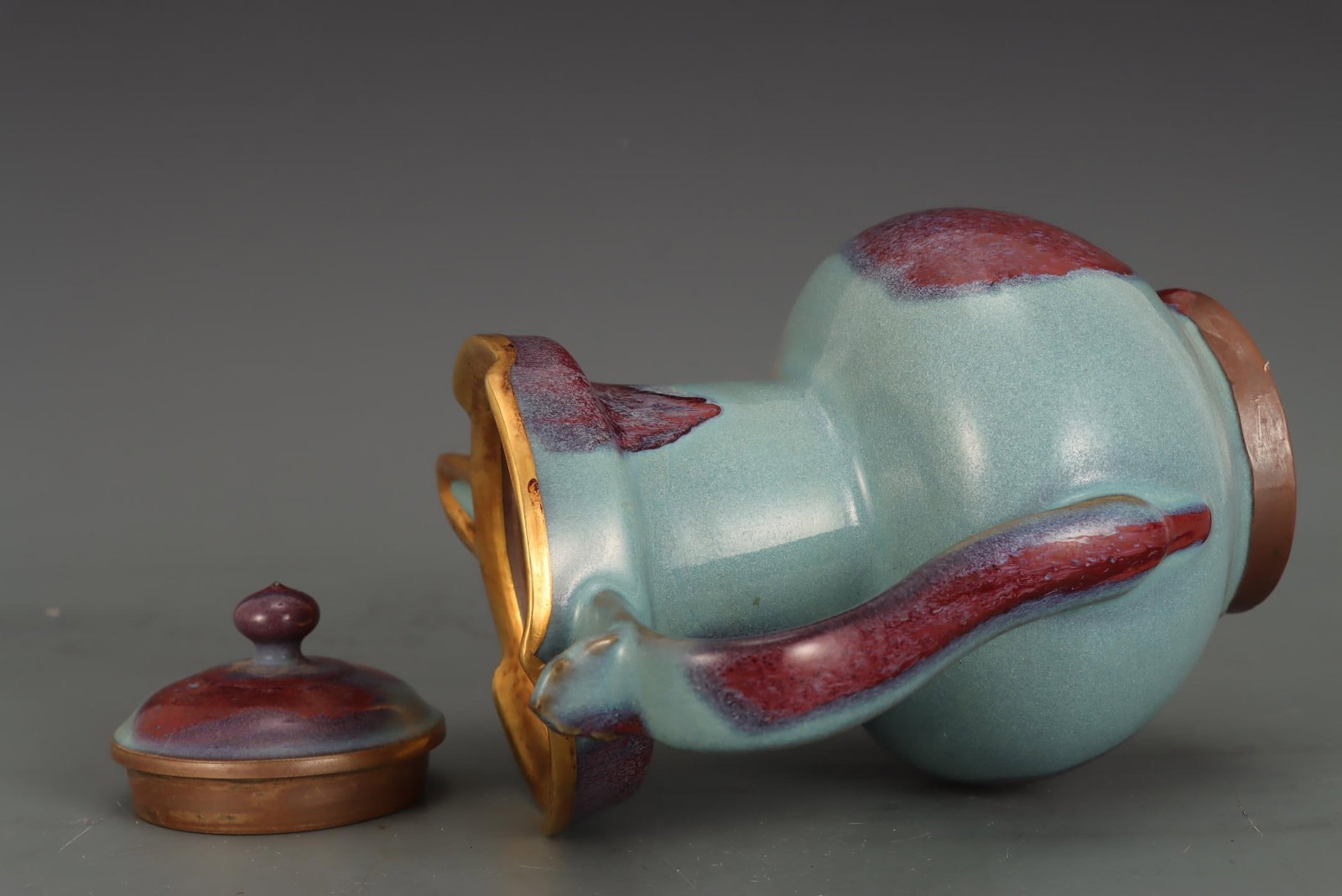 A Jun Ware Purple Splashed Monk?s Cap Ewer - 5
