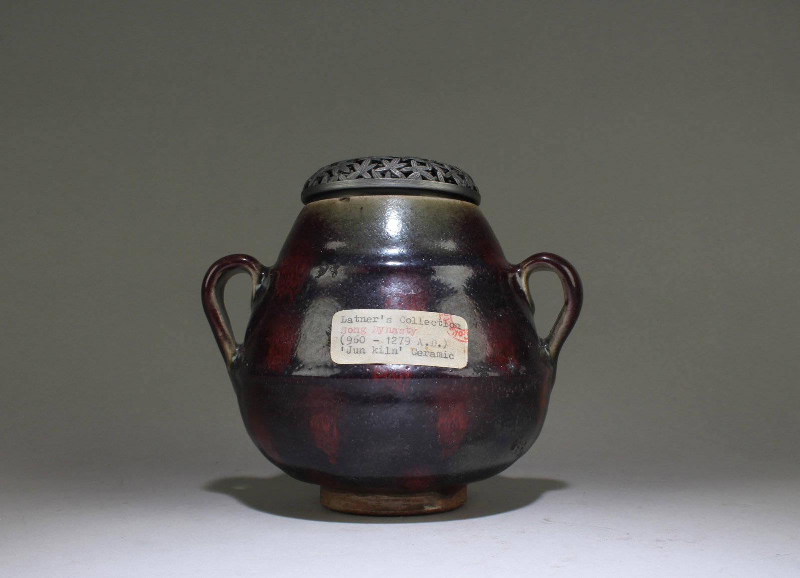 A Chinese Jun Ware Infused Burner: A Chinese Jun Ware Infused Burner. Dimensions: 6.2" X 7"