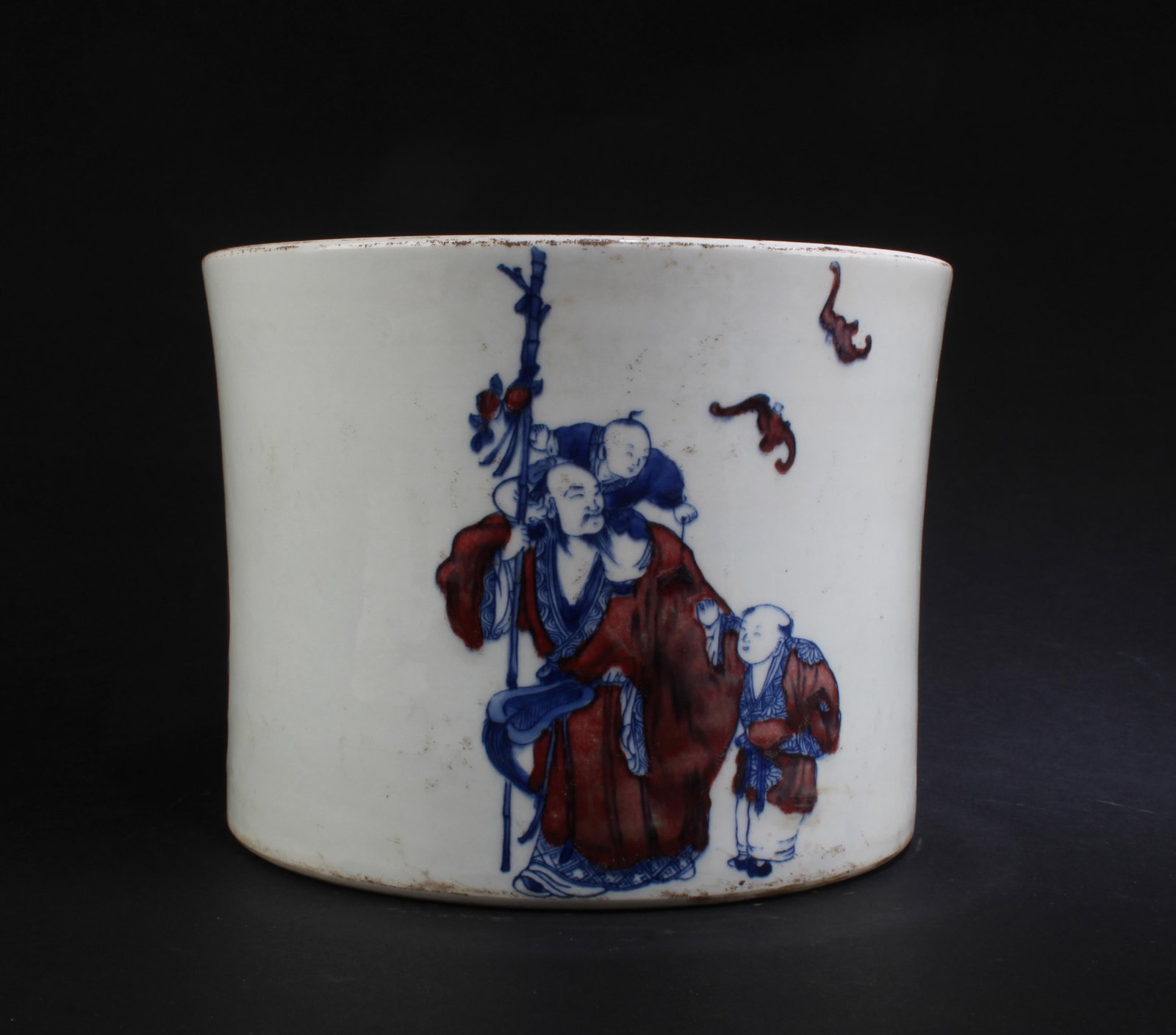 Chinese Iron Red Blue & White Porcelain Brushpot (1 of 5)