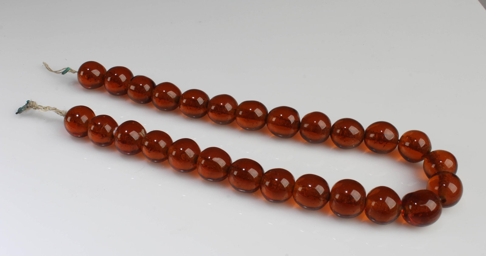Chinese Peking Glass Necklace: Chinese Peking Glass Necklace, 26 beads. Diameter: 0.5" (bead)