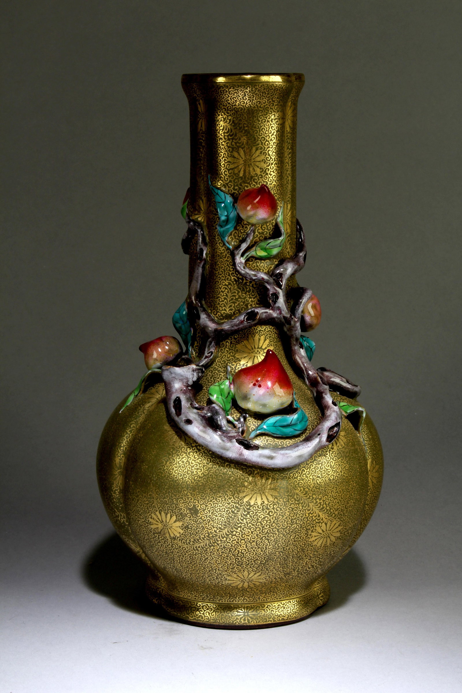 A Chinese Tea-Dust Glazed Peach Vase (1 of 5)