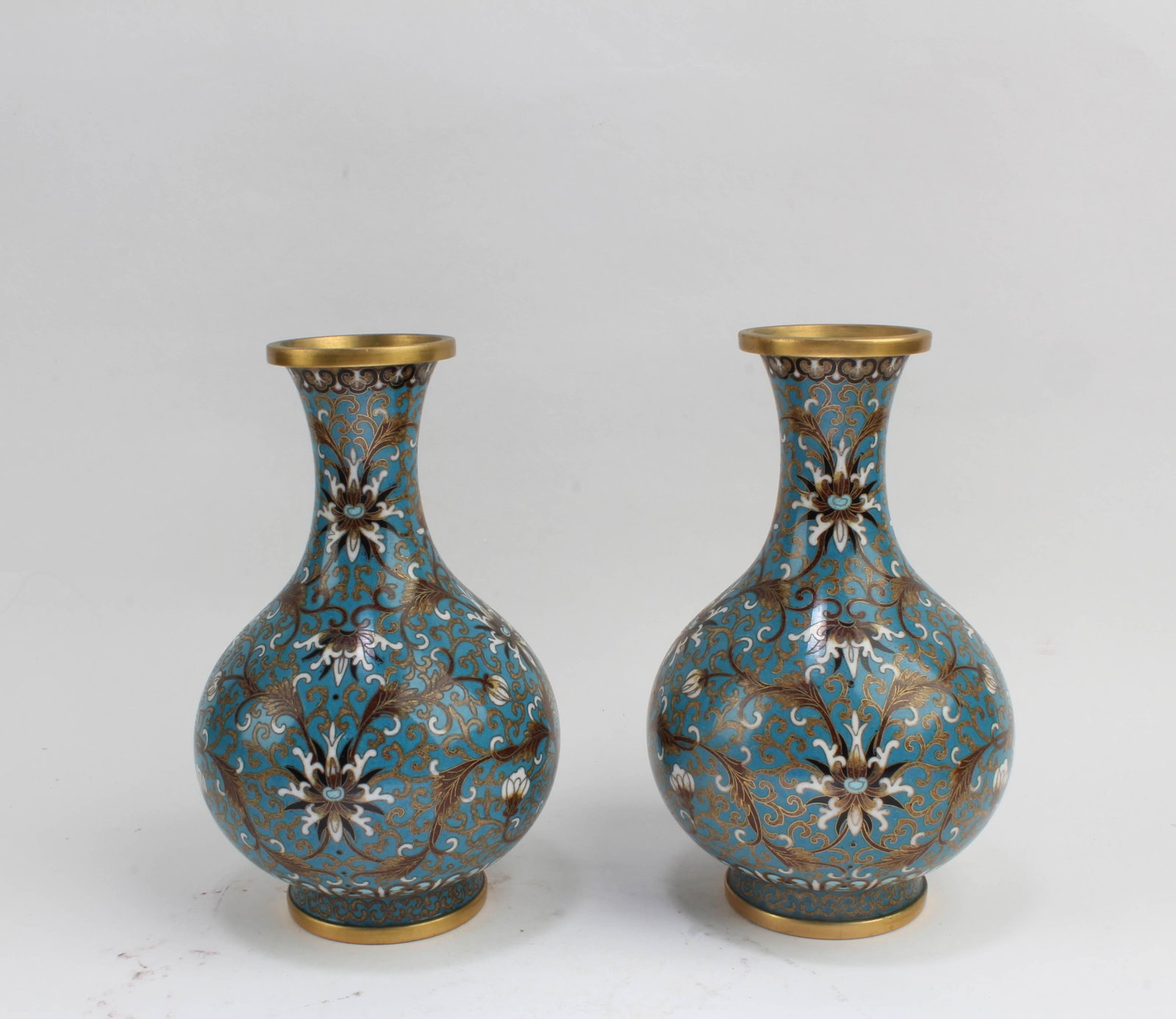 A Pair of Cloisonne Vases: A Pair of Cloisonne Vases. Height: 6.5"