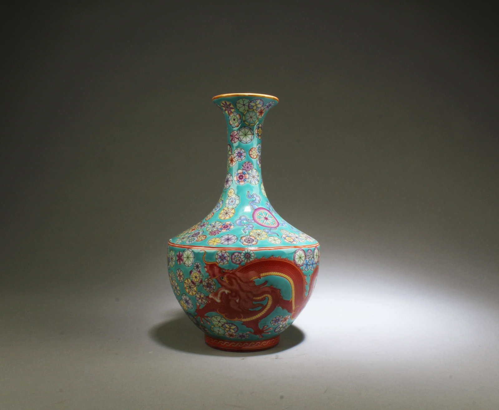 A Porcelain Vase: A Porcelain Vase, 'YongZheng' mark. Height: 9"