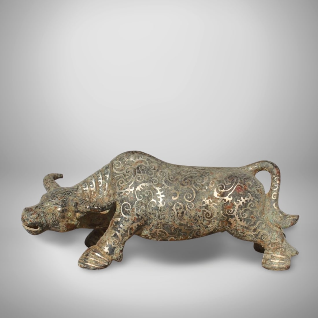 An Bronze Ox Ornament: An Bronze Ox Ornament. Dimension: 11" x 5.5" x 5".
