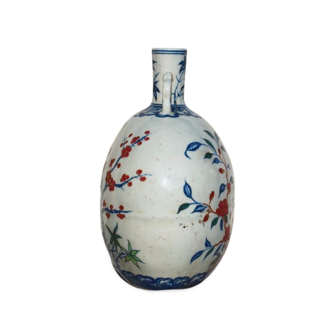 A Multi-Colored Bird Moonflask Vase - 3