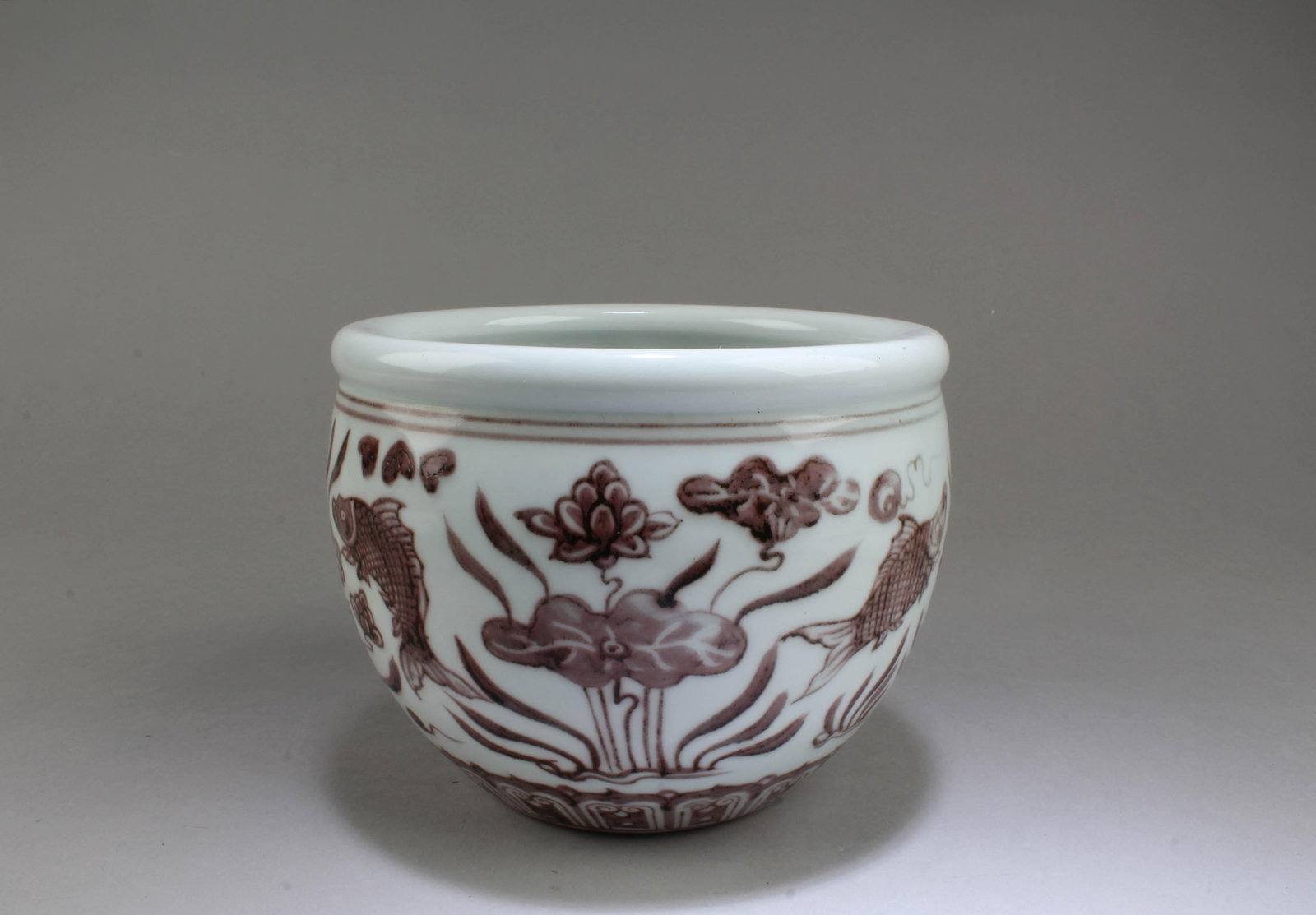 Chinese Iron Red Ink Washer: Chinese Iron Red Ink Washer. 'XuanDe' mark at base. Height: 4.75" Diameter: 6"