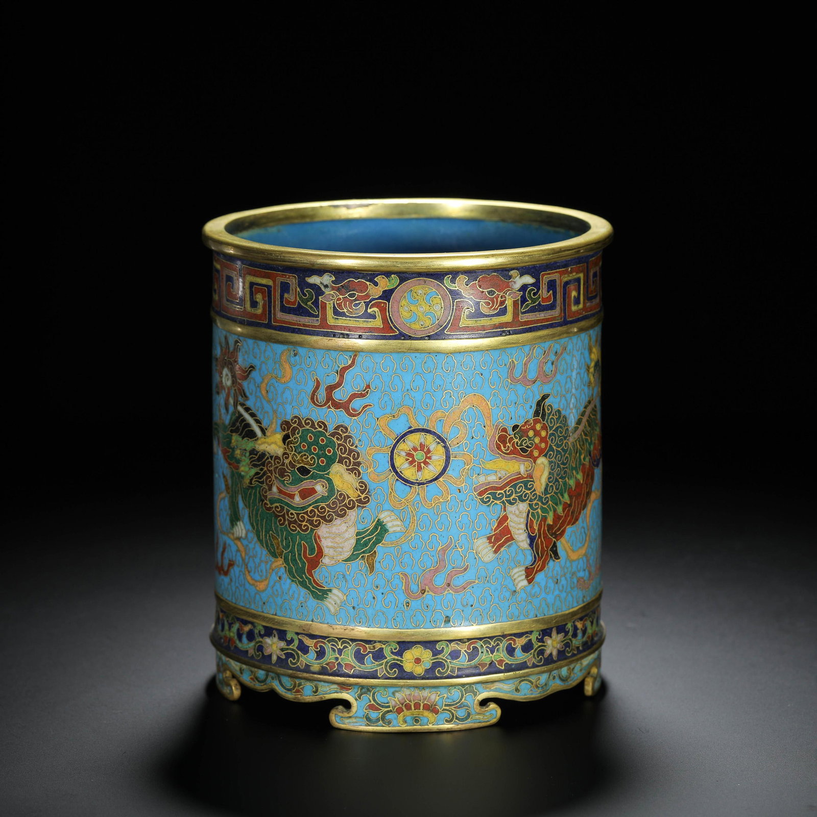 Cloisonné Enamel Brushpot: Cloisonné Enamel Brushpot. Diam: 5.31" Height: 6.02"