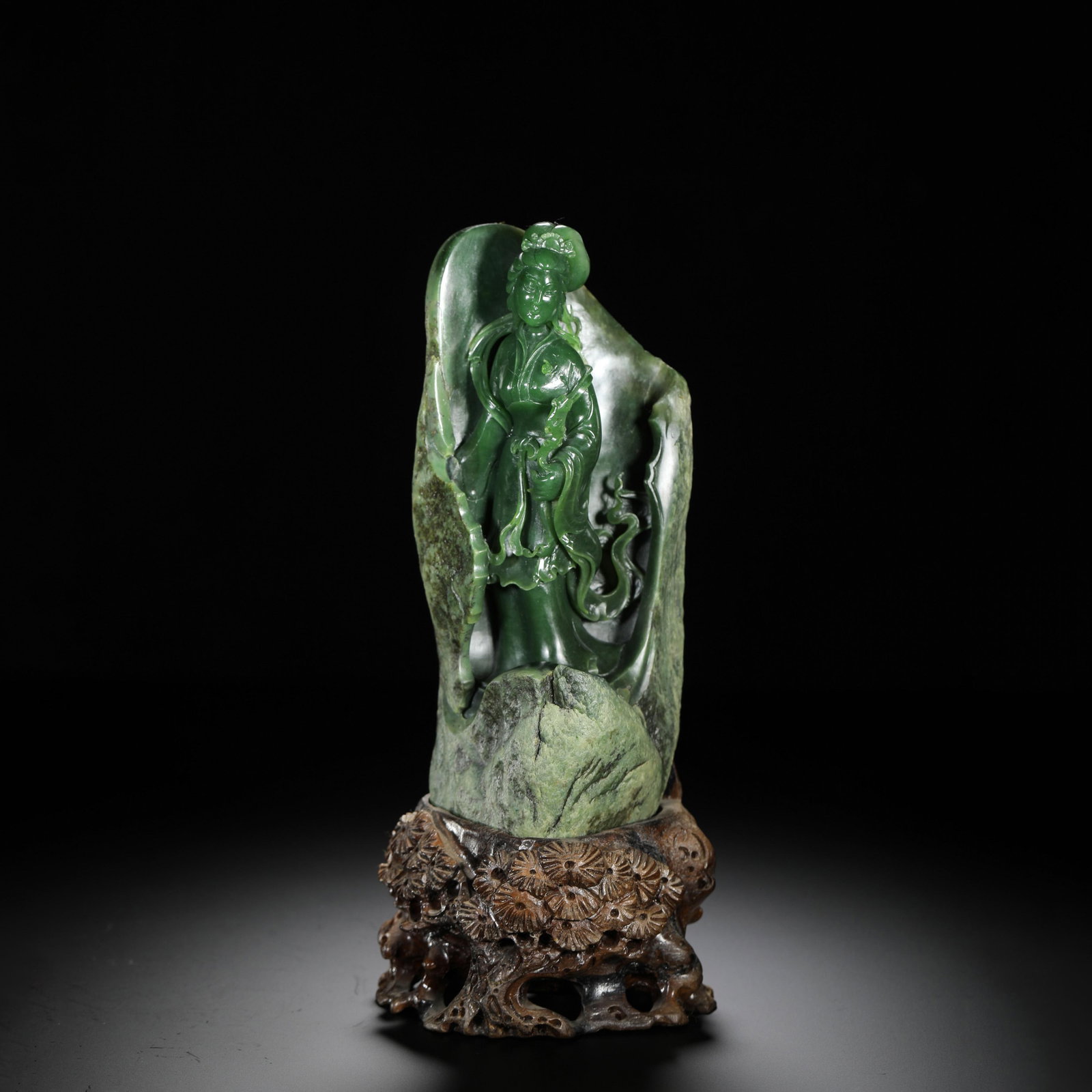 Celadon Jade Lady Figure: Celadon Jade Lady Figure. Length: 3.15" Height: 8.46"