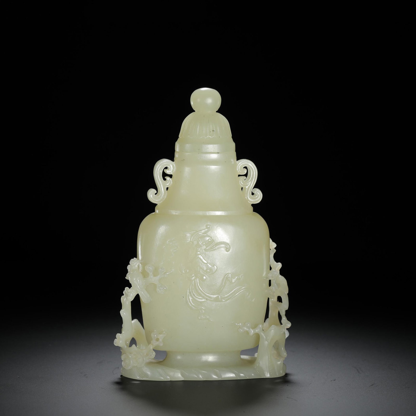 White Jade Flower and Bird Vase (1 of 9)