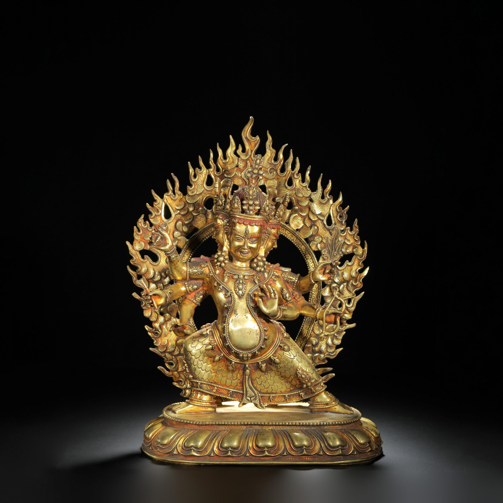 Gilt-Bronze Figure of a Vajra Deity: Gilt-Bronze Figure of a Vajra Deity. Length: 9.84" Height: 13.98"