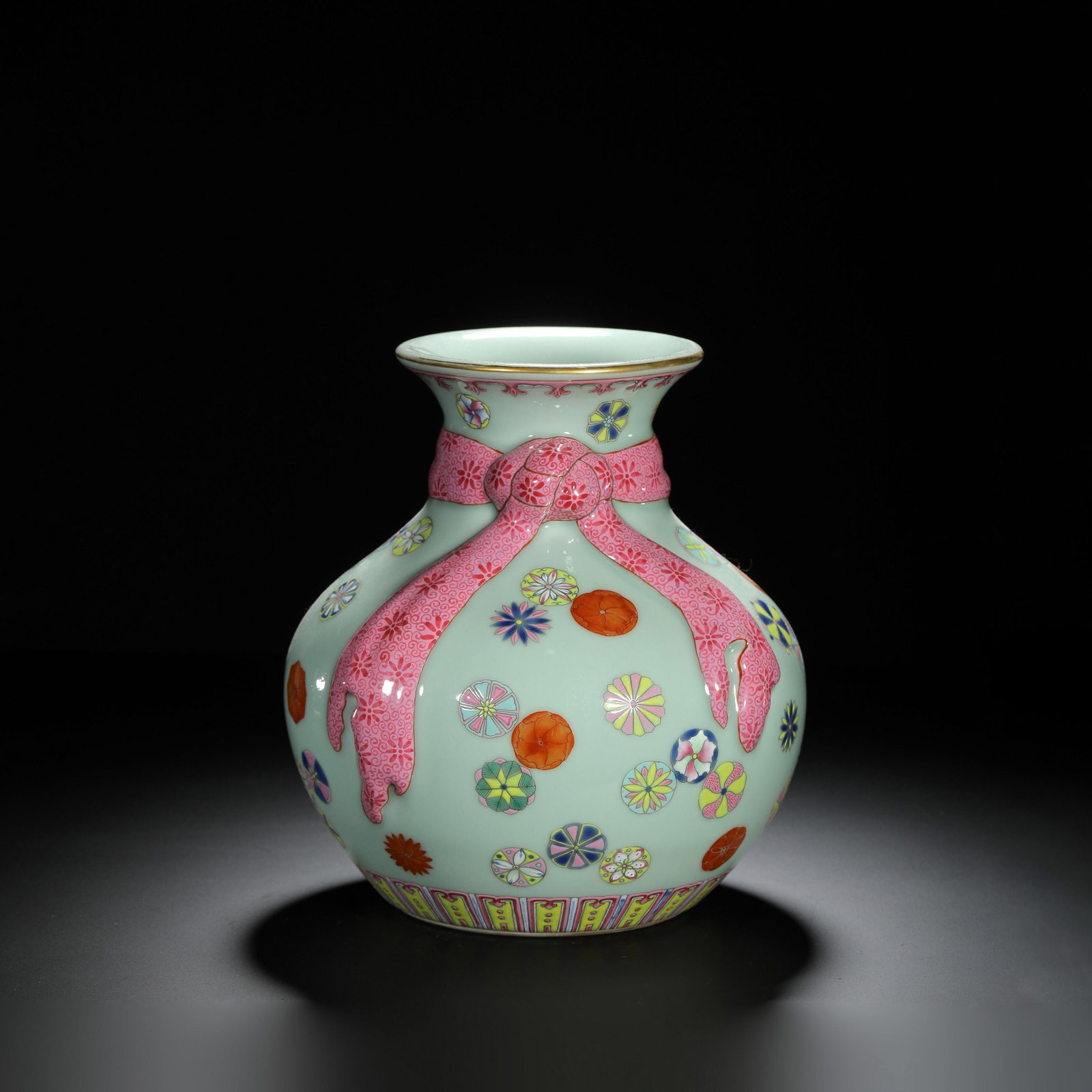 Celadon Glazed Pisces Brocade-Wrapped Vase (1 of 9)