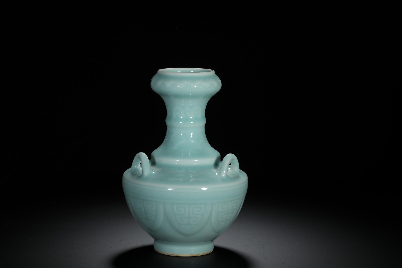 Green-Glazed Cord-Pattern Vase - 7