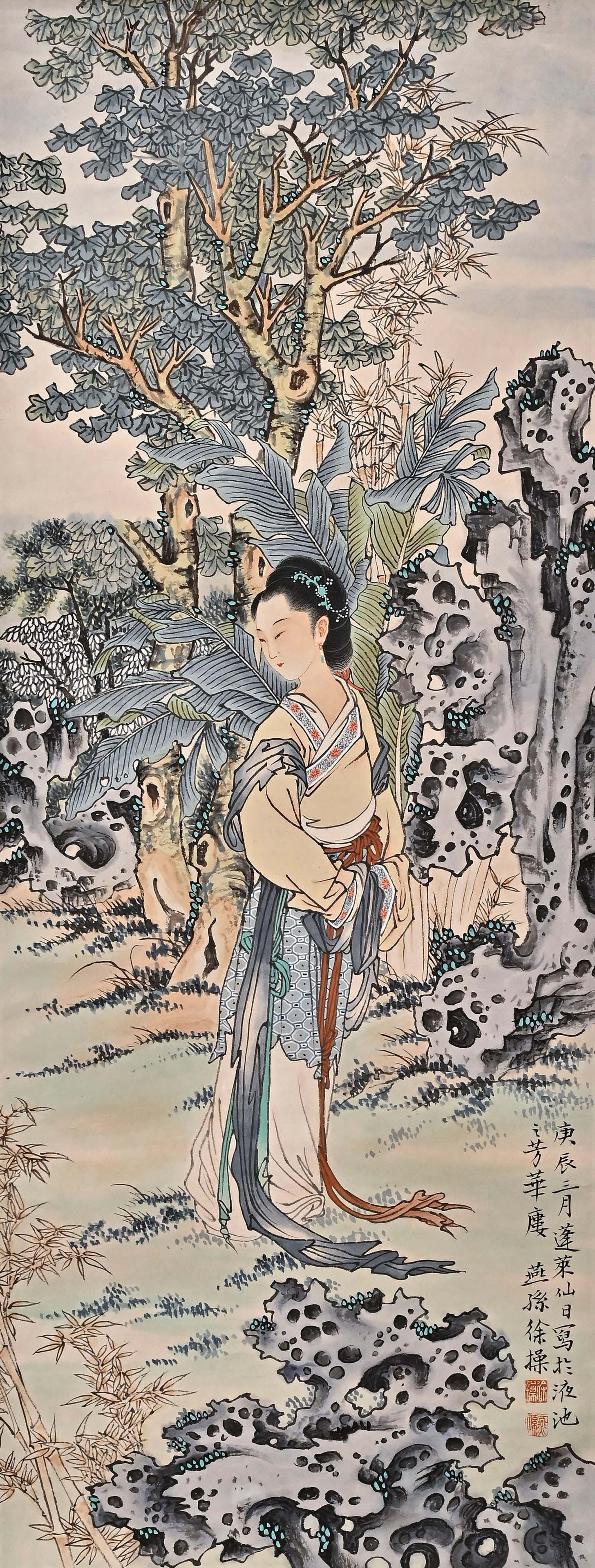 Chinese Drawing Landscape Painting, Xu Cao Mark: Chinese Drawing Landscape Painting, Xu Cao Mark. Height: 35.43" Width: 13.39"