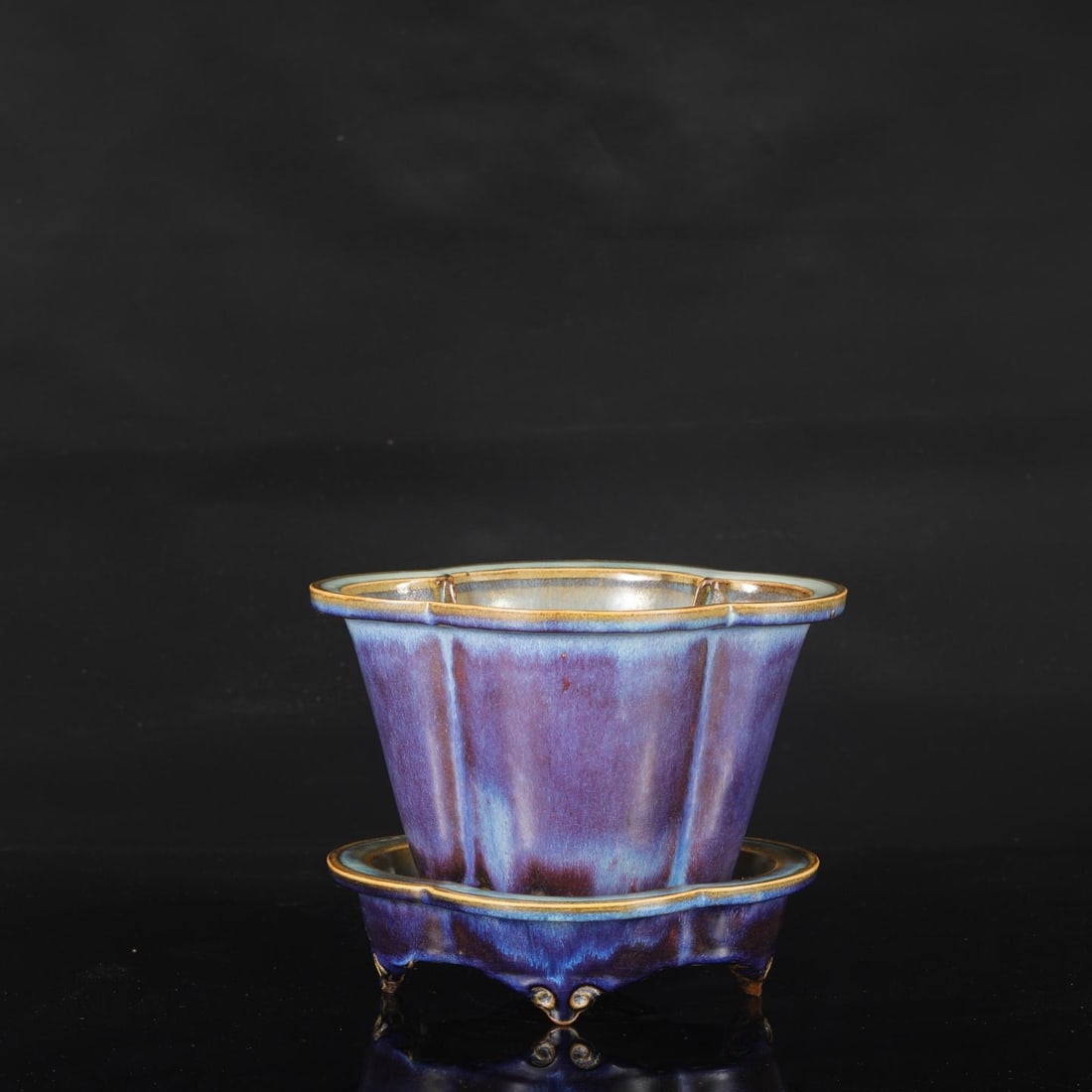 A Jun Ware Flowerpot Set - 2