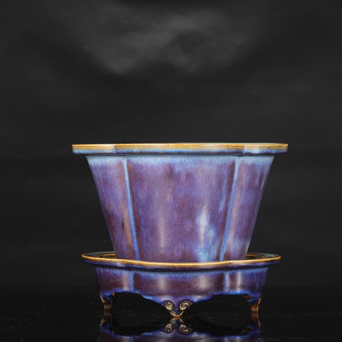 A Jun Ware Flowerpot Set - 5