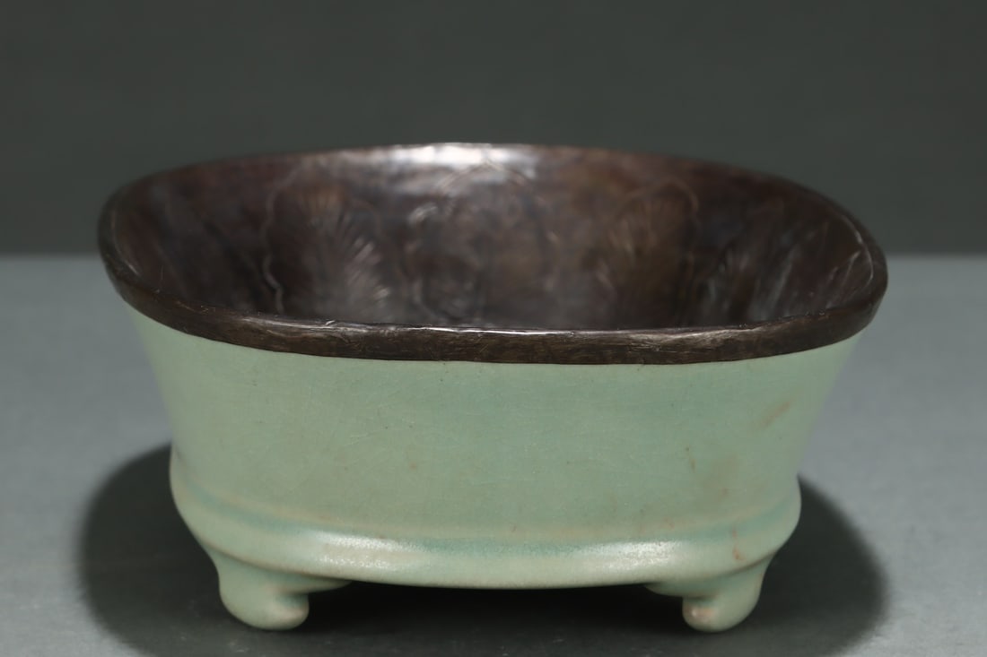 A Ru Ware Silver-Mounted Washer - 3