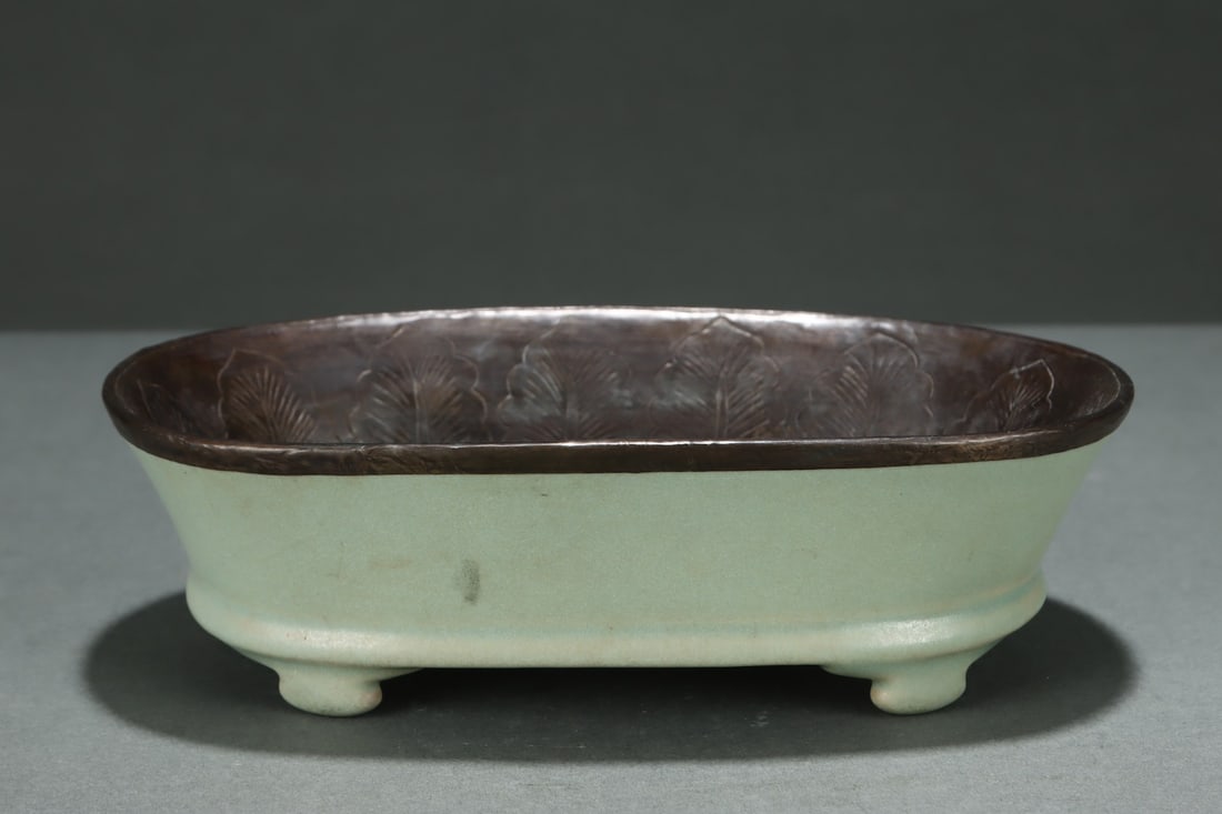A Ru Ware Silver-Mounted Washer - 4