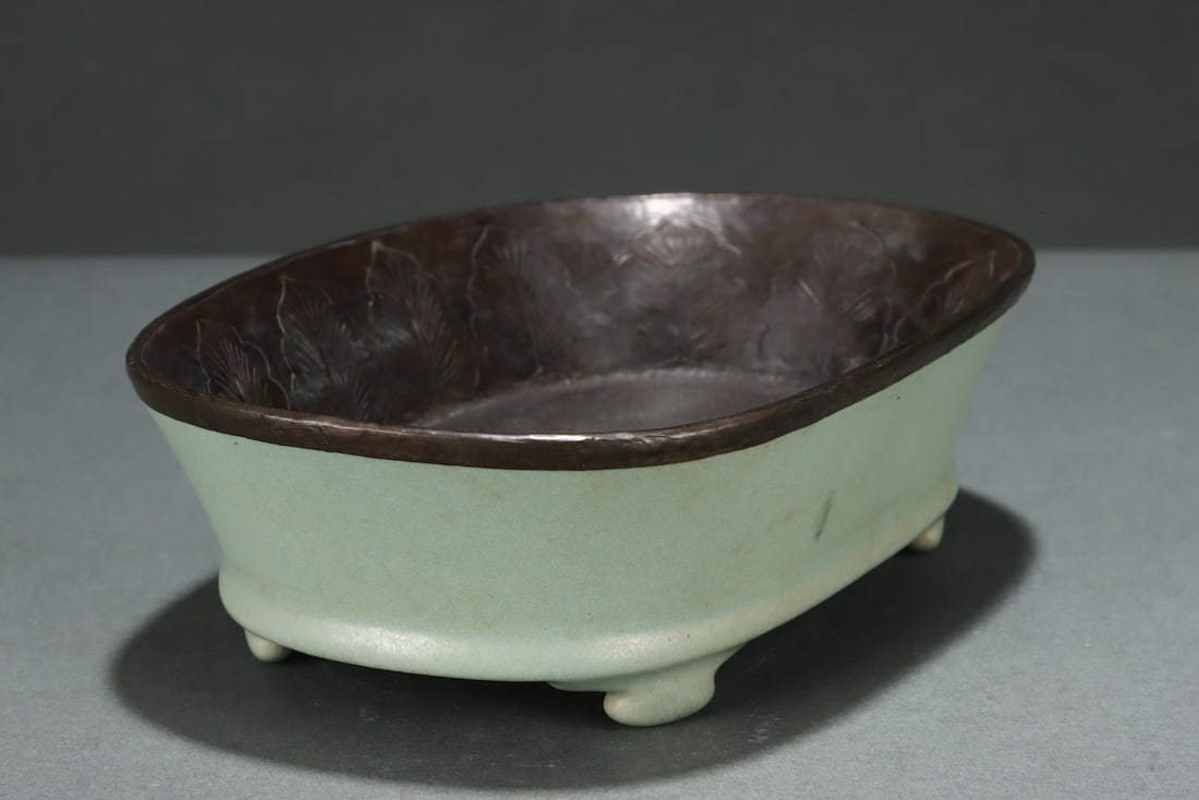 A Ru Ware Silver-Mounted Washer - 5