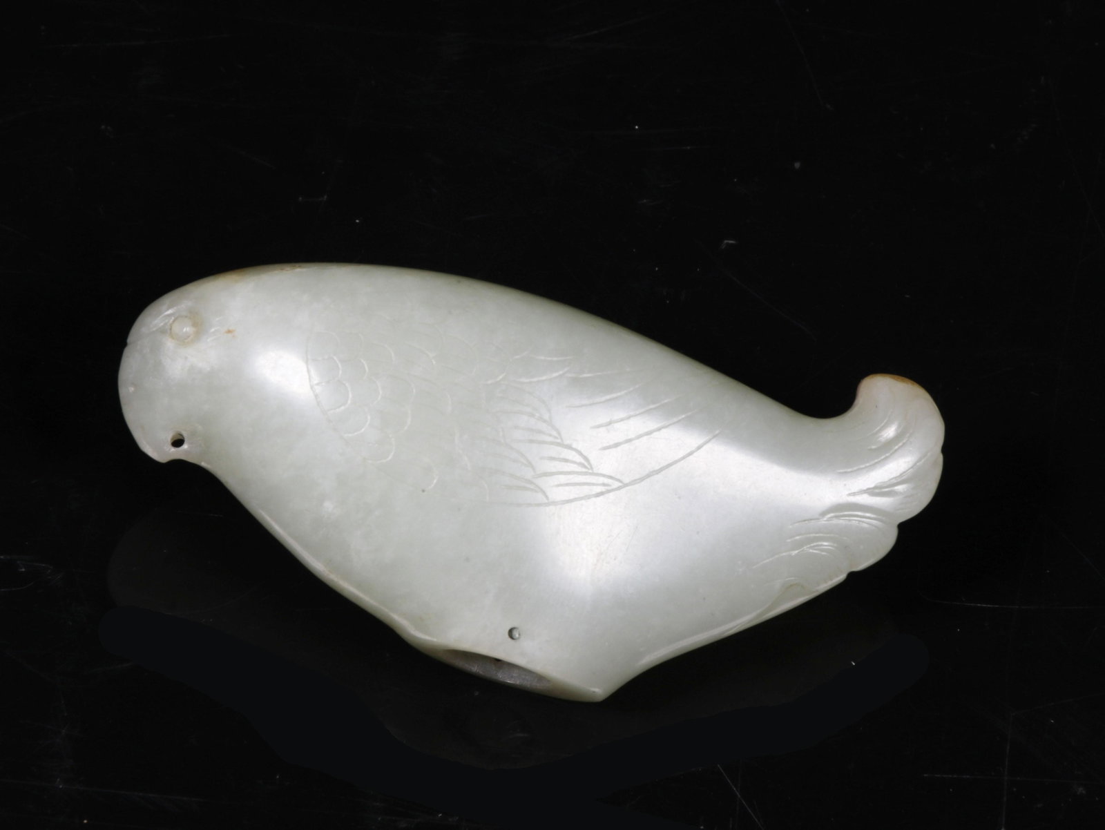 A Jade Staff Finial: A Jade Staff Finial. Length: 2.83in; Width: 0.91in; Height: 1.30in.
