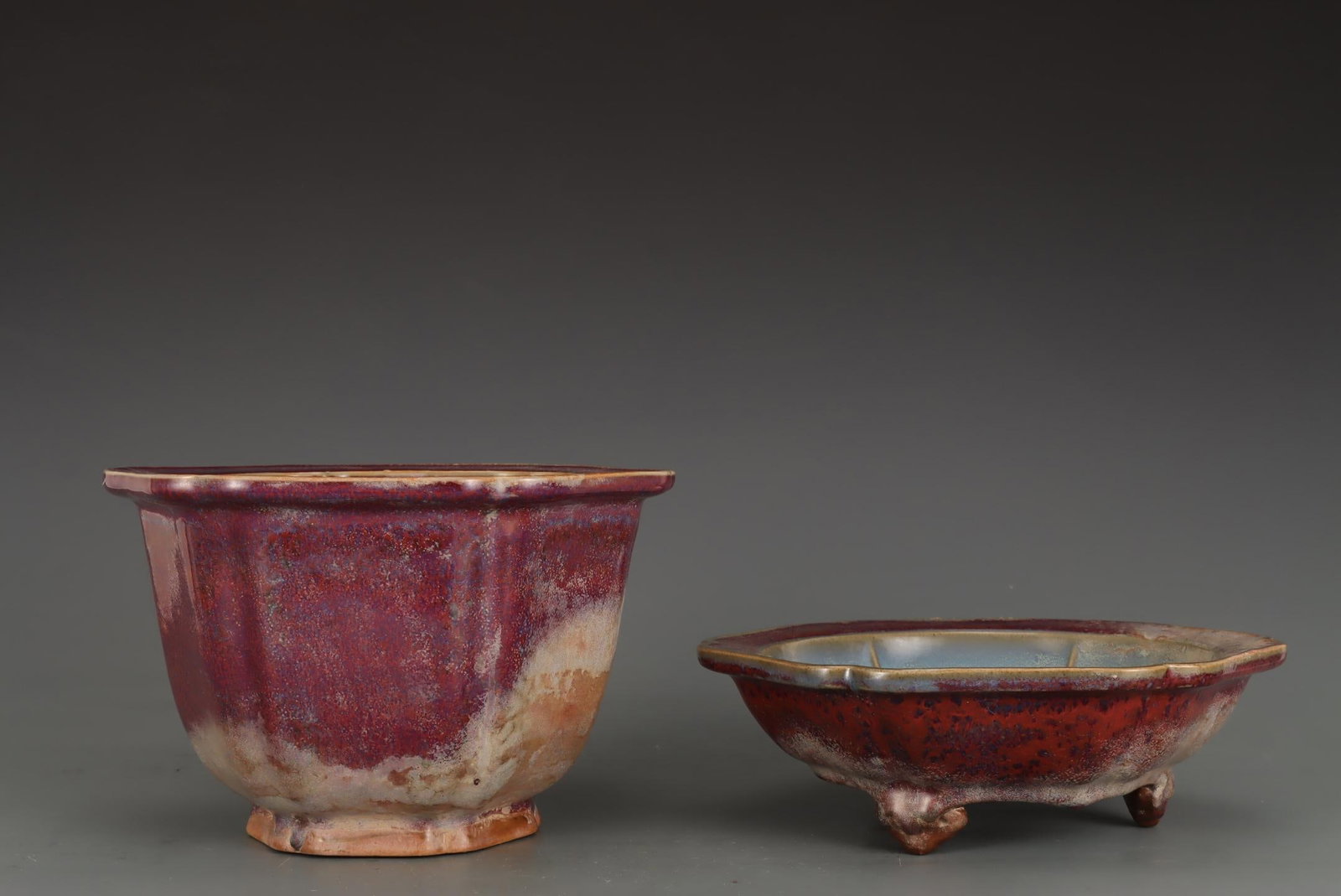A Jun Ware Flowerpot Set - 3