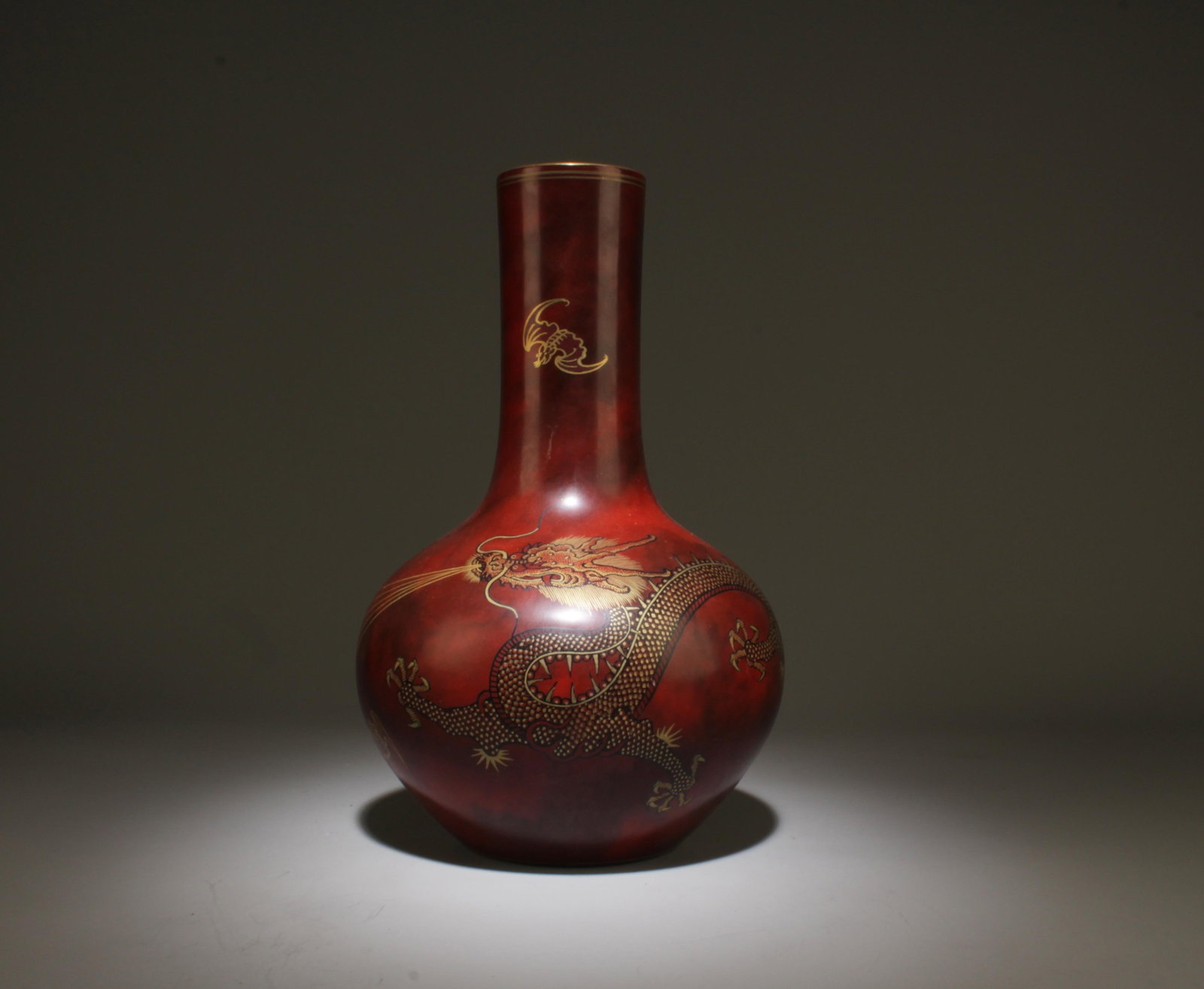 Chiense Porcelain 'Skyball' Vase: Chiense Porcelain 'Skyball' Vase. 'QianLong' mark at base. Height: 12.6"