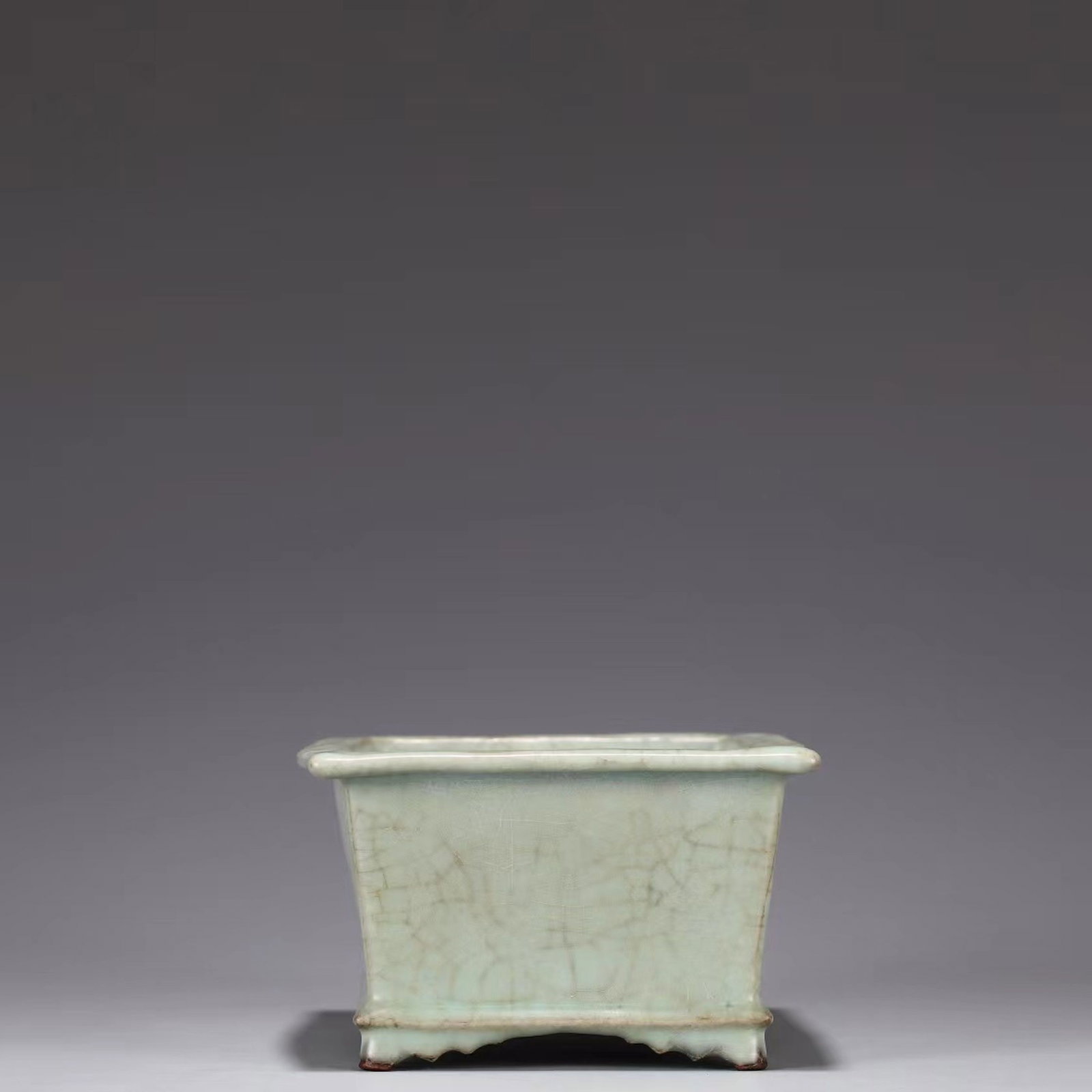 A Guan Type Green Glazed Rectangular shaped Pot - 4