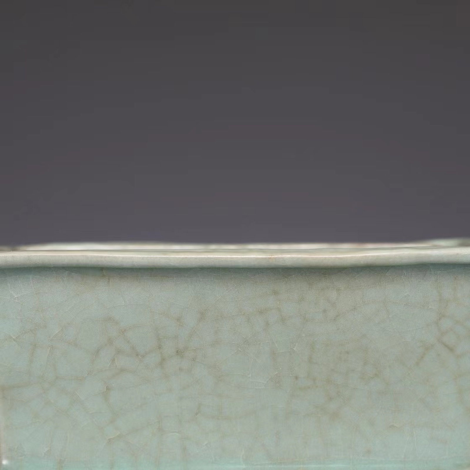 A Guan Type Green Glazed Rectangular shaped Pot - 5