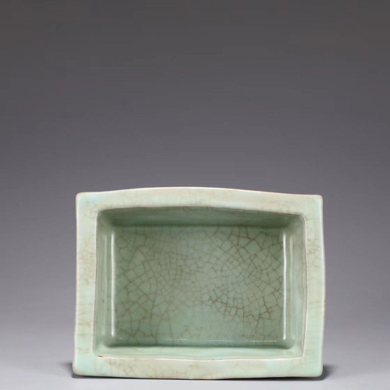 A Guan Type Green Glazed Rectangular shaped Pot - 6