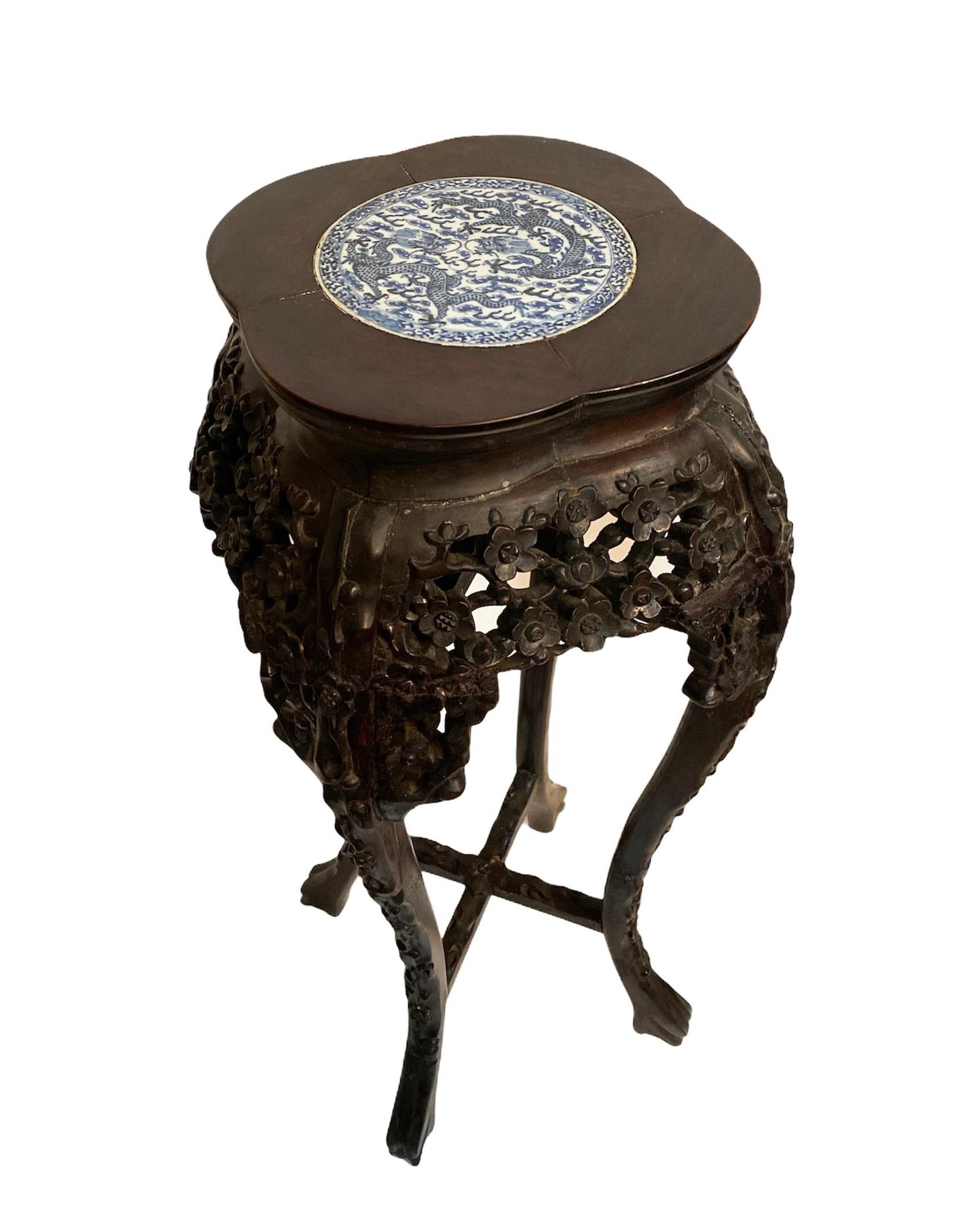 Antique Carved Wooden Flower Stand (1 of 4)