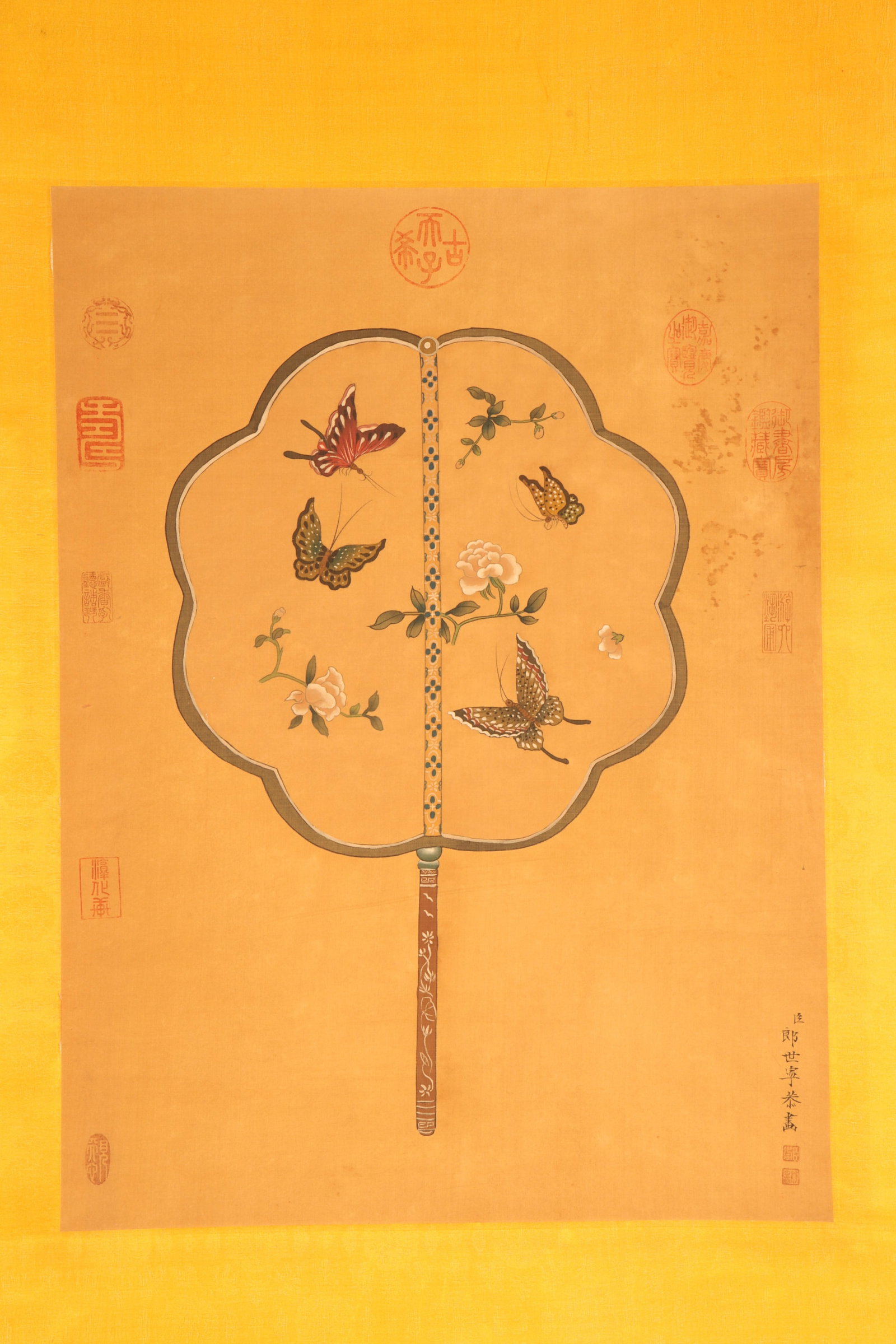 Chinese Scroll Painting Attributed to Lang Shining: Chinese Scroll Painting Attributed to Lang Shining. Dimensions: 16.77in x 22.83in.