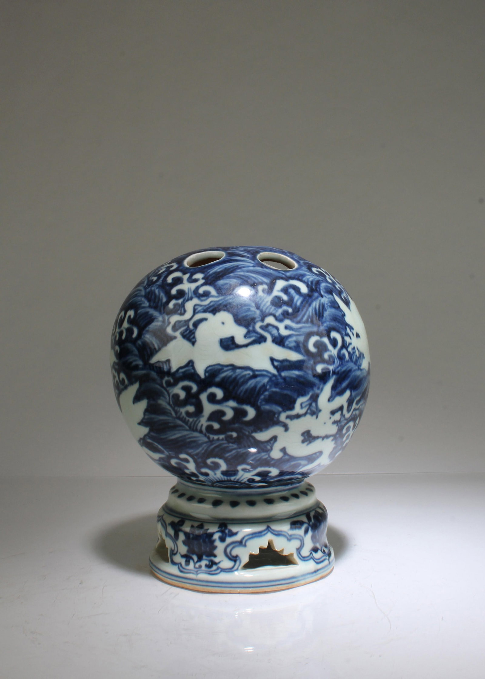 A Blue & White Porcelain Ornament: A Blue & White Porcelain Ornament. Height: 7.2"