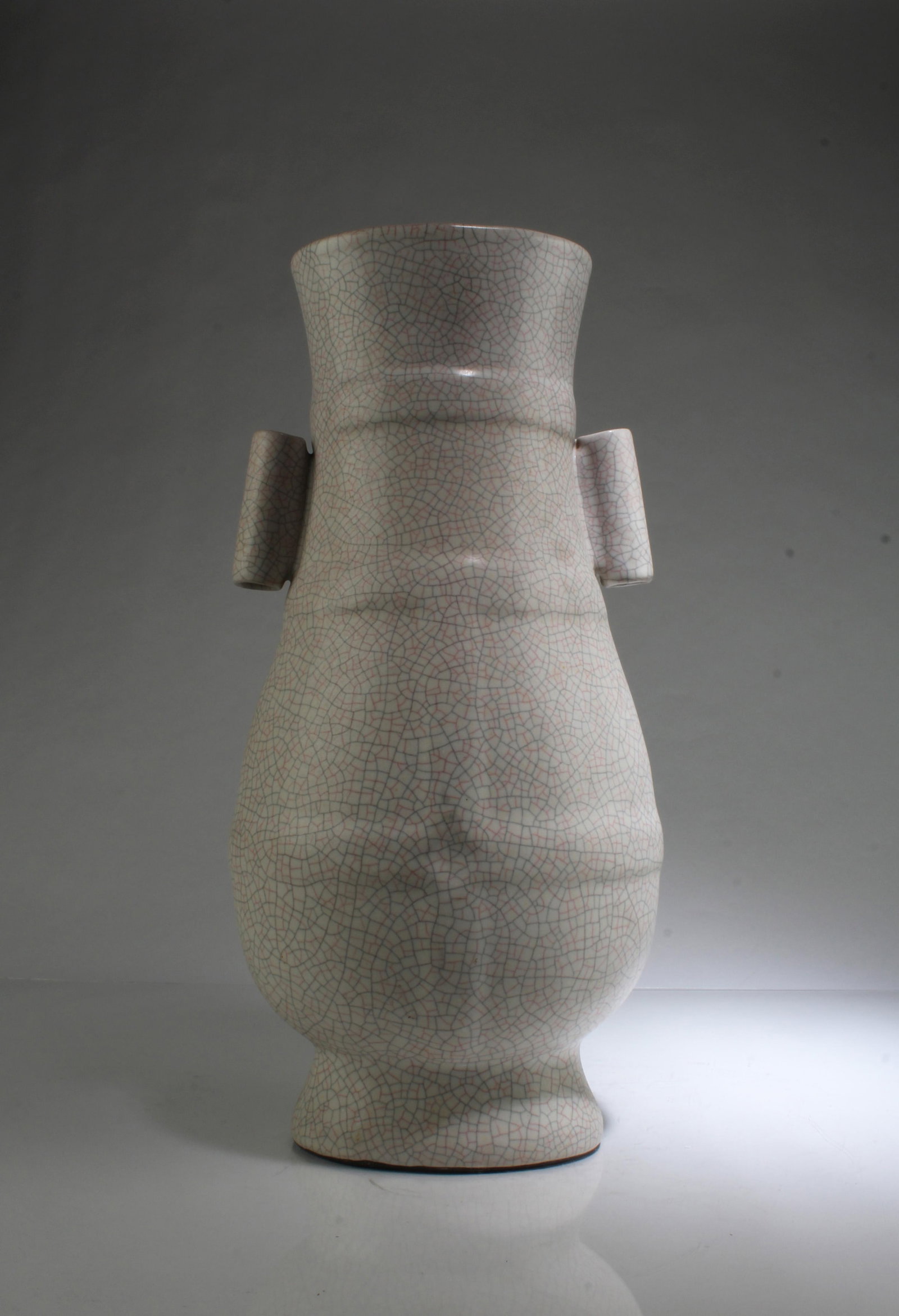 A Crackleware Glazed Vase: A Crackleware Glazed Vase. Height: 15.25"