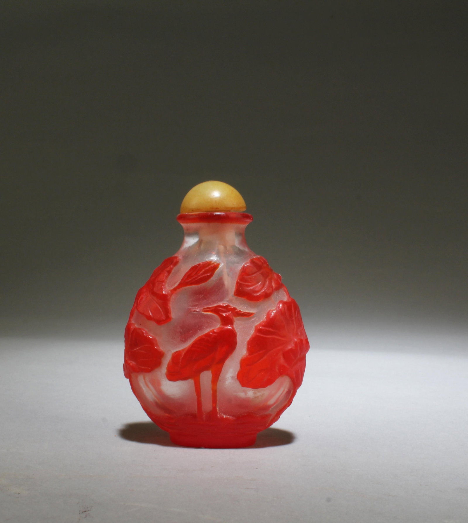 A Peking Glass Snuff Bottle: A Peking Glass Snuff Bottle. Height: 2.75"
