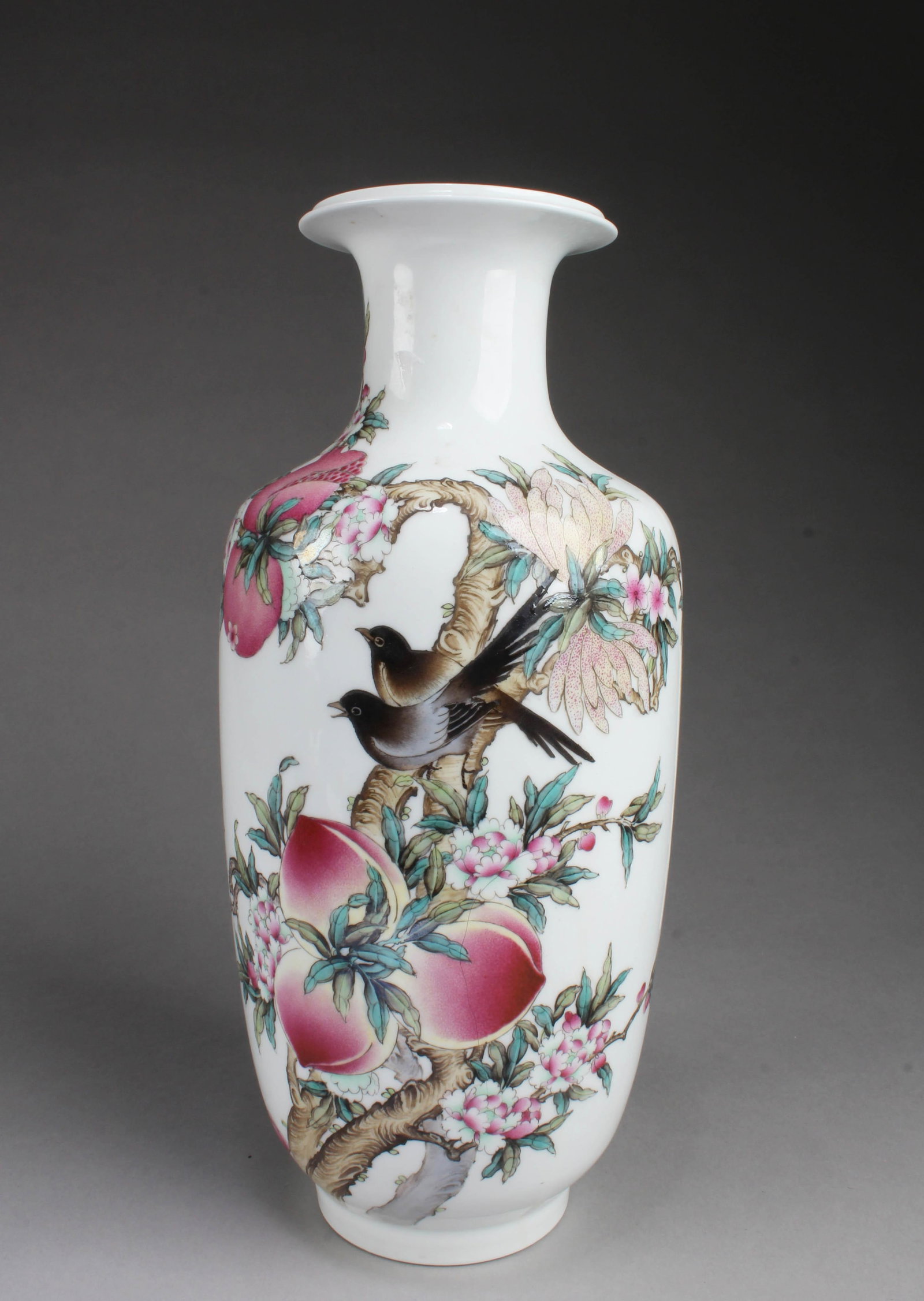 Chinese Famille Rose Porcelain Vase: Chinese Famille Rose Porcelain Vase. Comes with certificate. Height: 14"