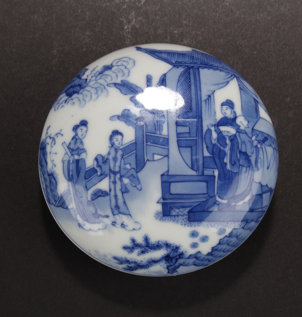 Antique Chinese Blue & White Porcelain ink Contain (1 of 4)