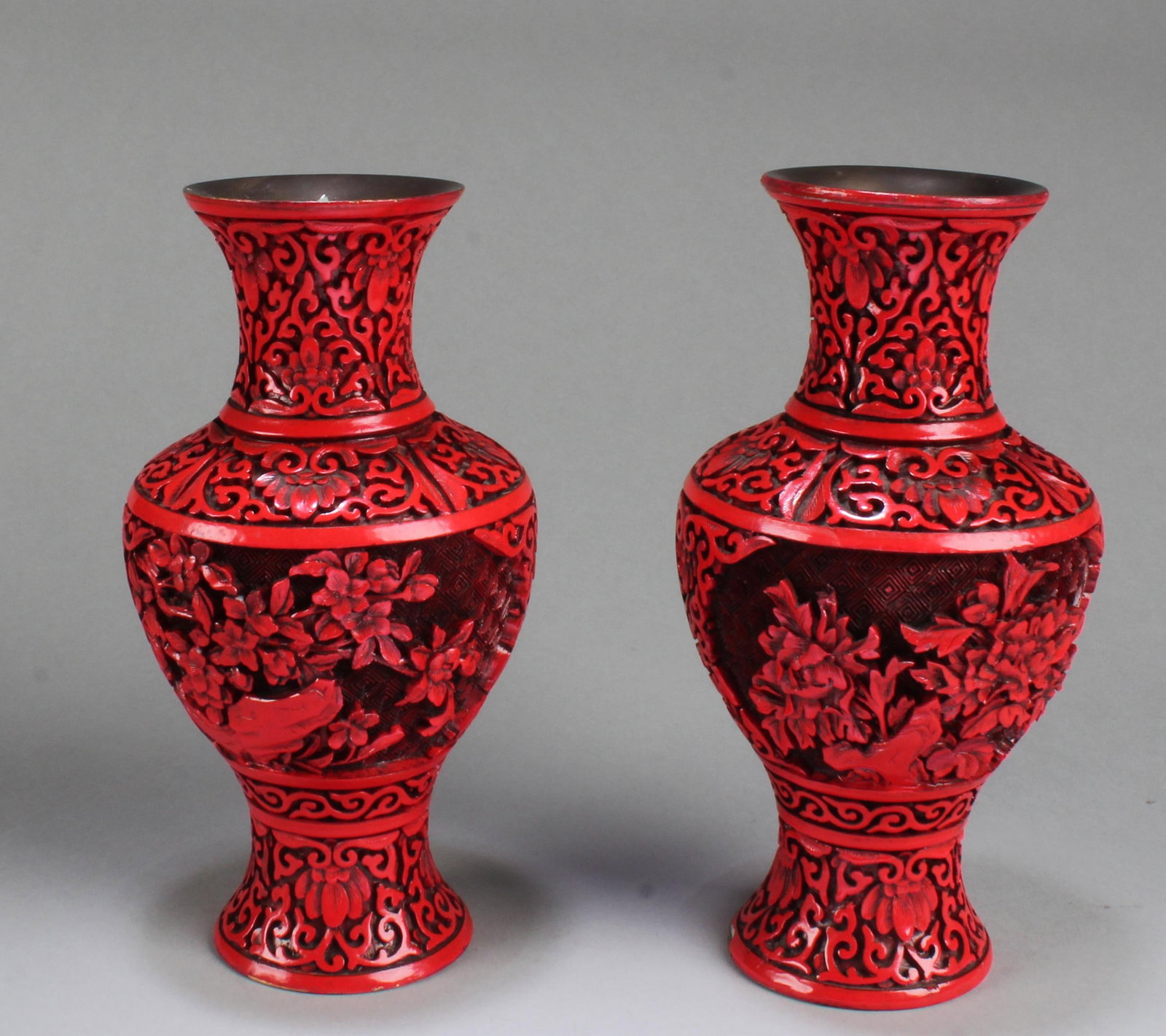 A Pair of Cinnabar Lacquer Vases (1 of 6)