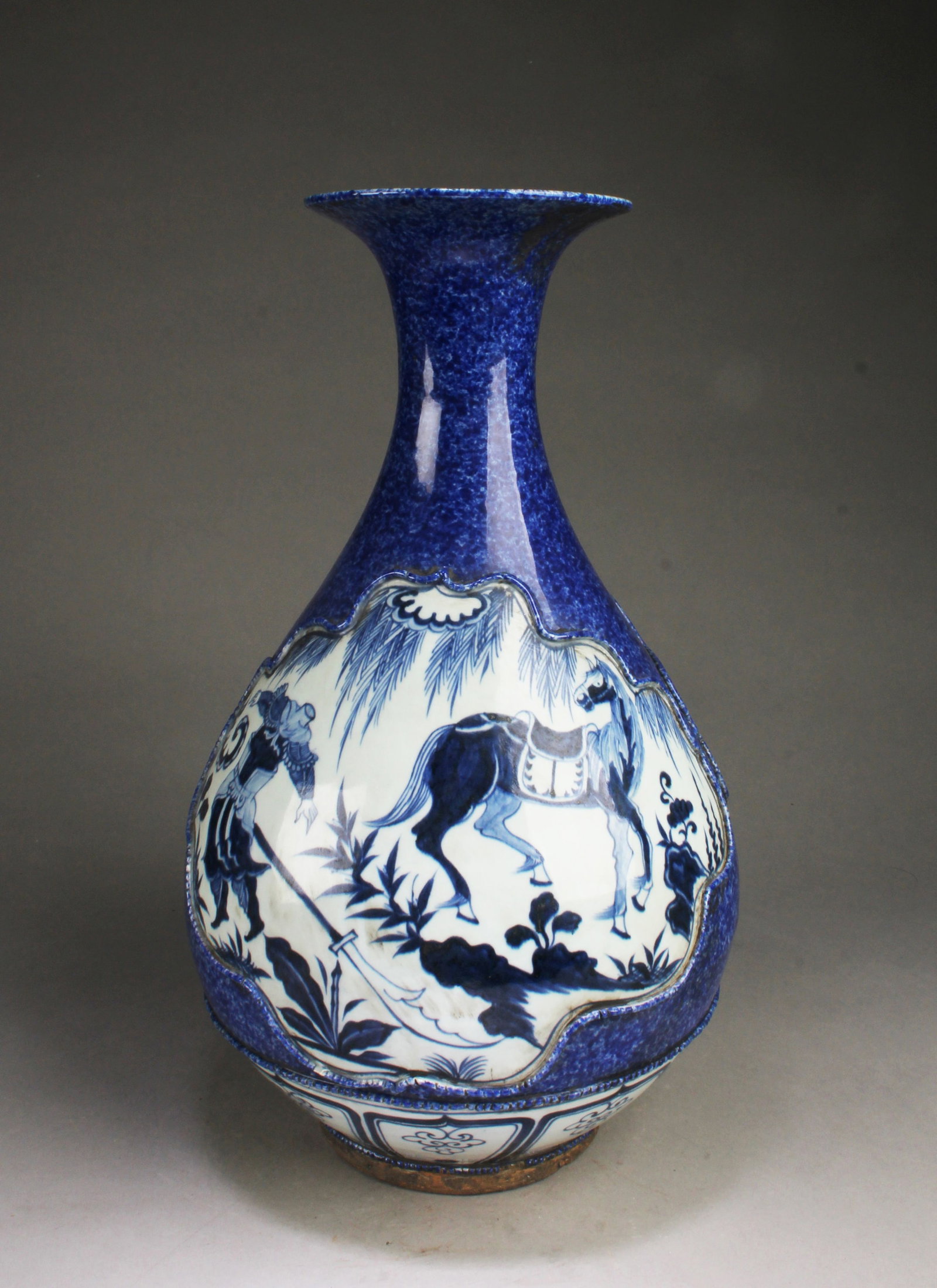 Chinese Blue & White Porcelain Vase: Chinese Blue & White Porcelain Vase. Height: 17.5"