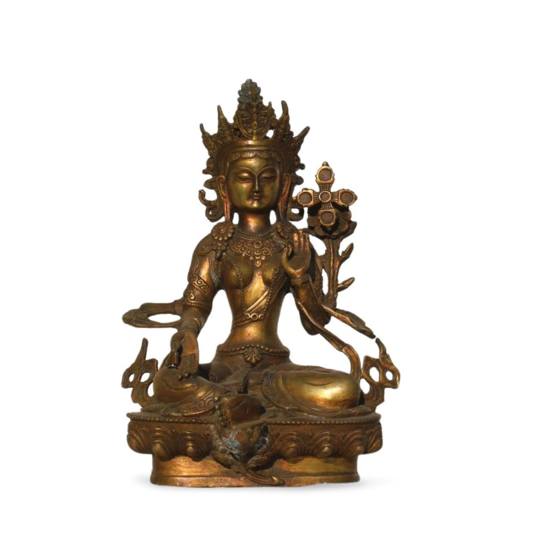 A Bronze Buddha Statue: A Bronze Buddha Statue. Dimension: 9.6" x 5.25" x 10.75".